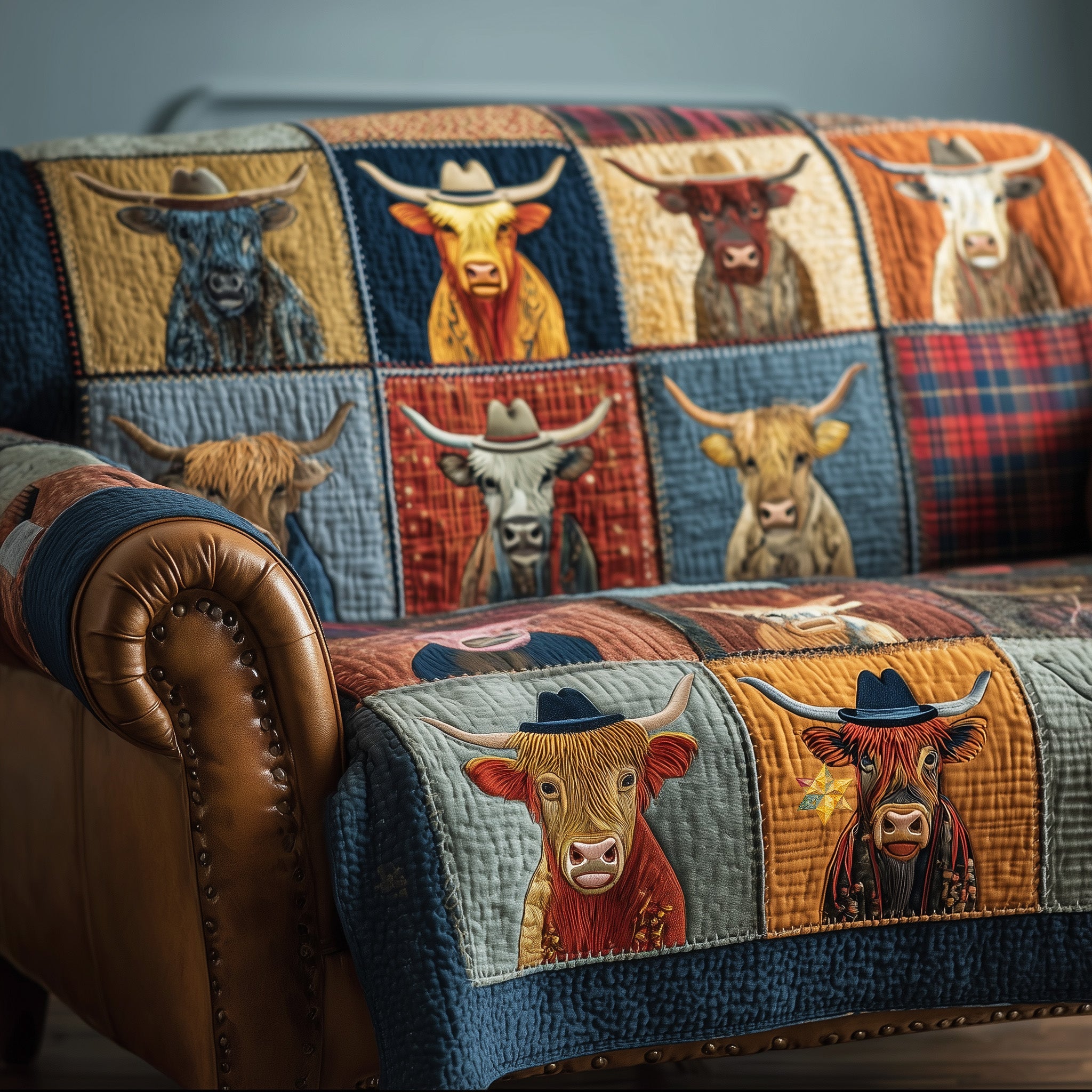 Highland Whisper Quilted Sofa Cover Rustic Home Couch Cover Cozy Home Decor Gifts - Tradiviet