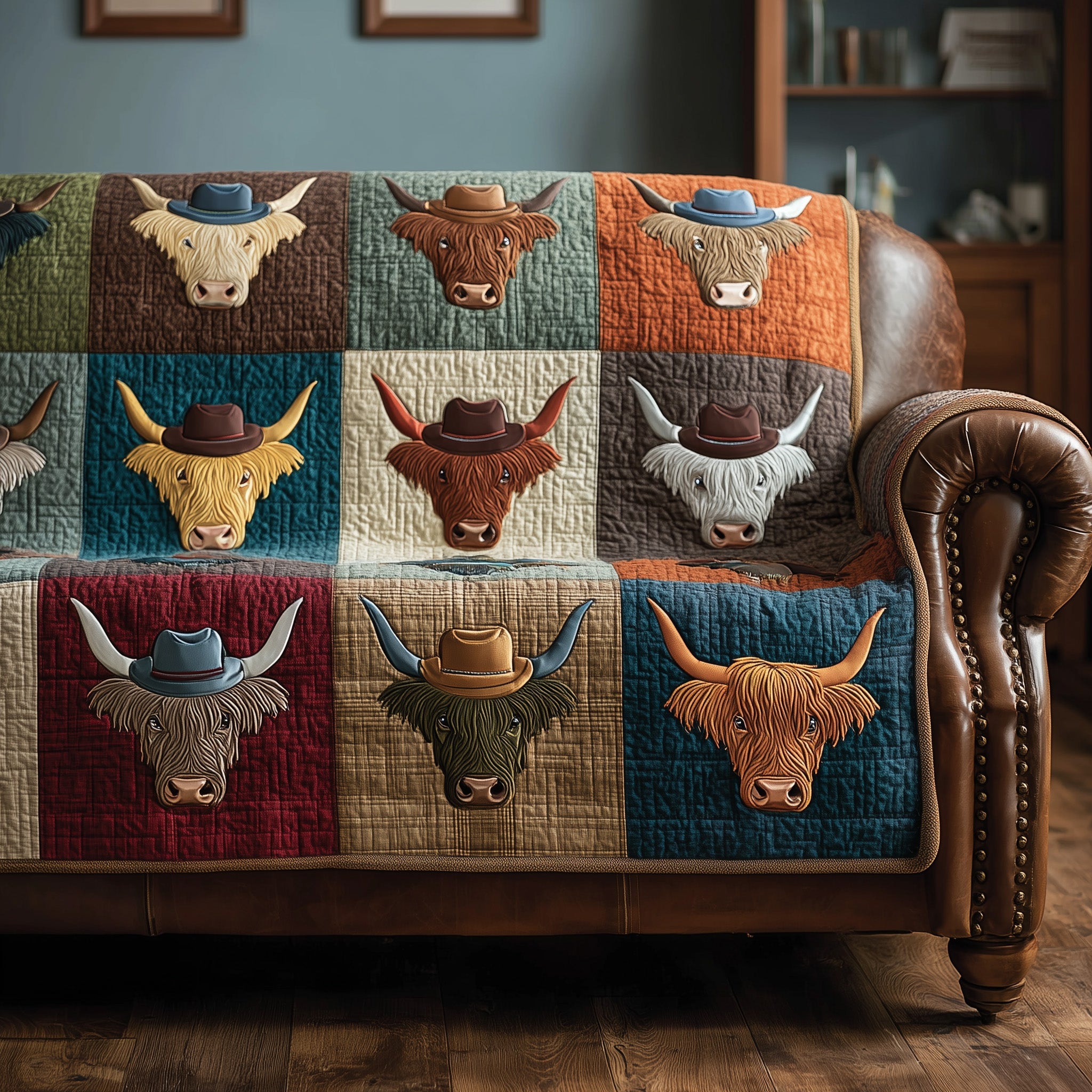 Highland Whisper Quilted Sofa Cover Rustic Home Couch Cover Gift For Home Lover - Tradiviet