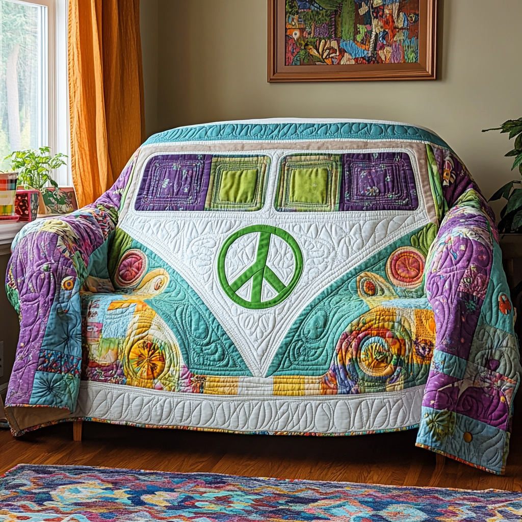 Hippie Bloom Quilted Sofa Cover Great Couch Covers Best Gifts For Hippie Mom - Tradiviet