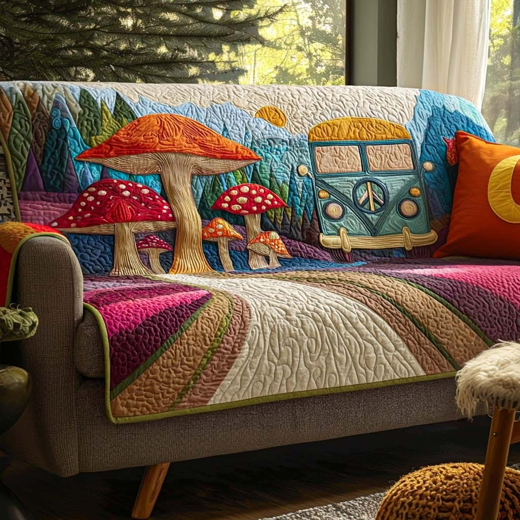 Hippie Cosmic Freedom Quilted Sofa Cover Best Couch Covers Hippie Christmas Gifts - Tradiviet
