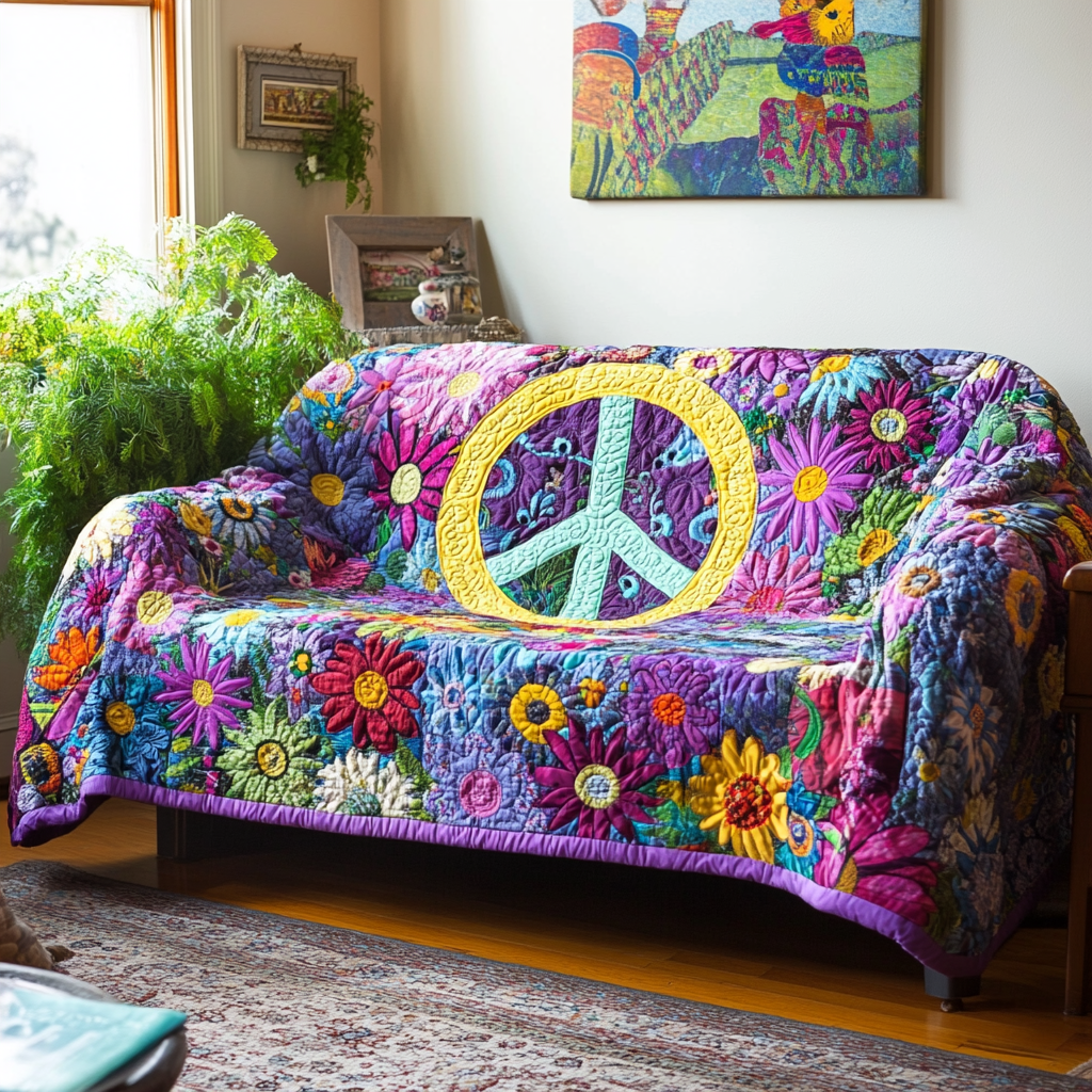 Hippie Joy Quilted Sofa Cover Good Sofa Covers Novelty Dragonfly Gifts - Tradiviet