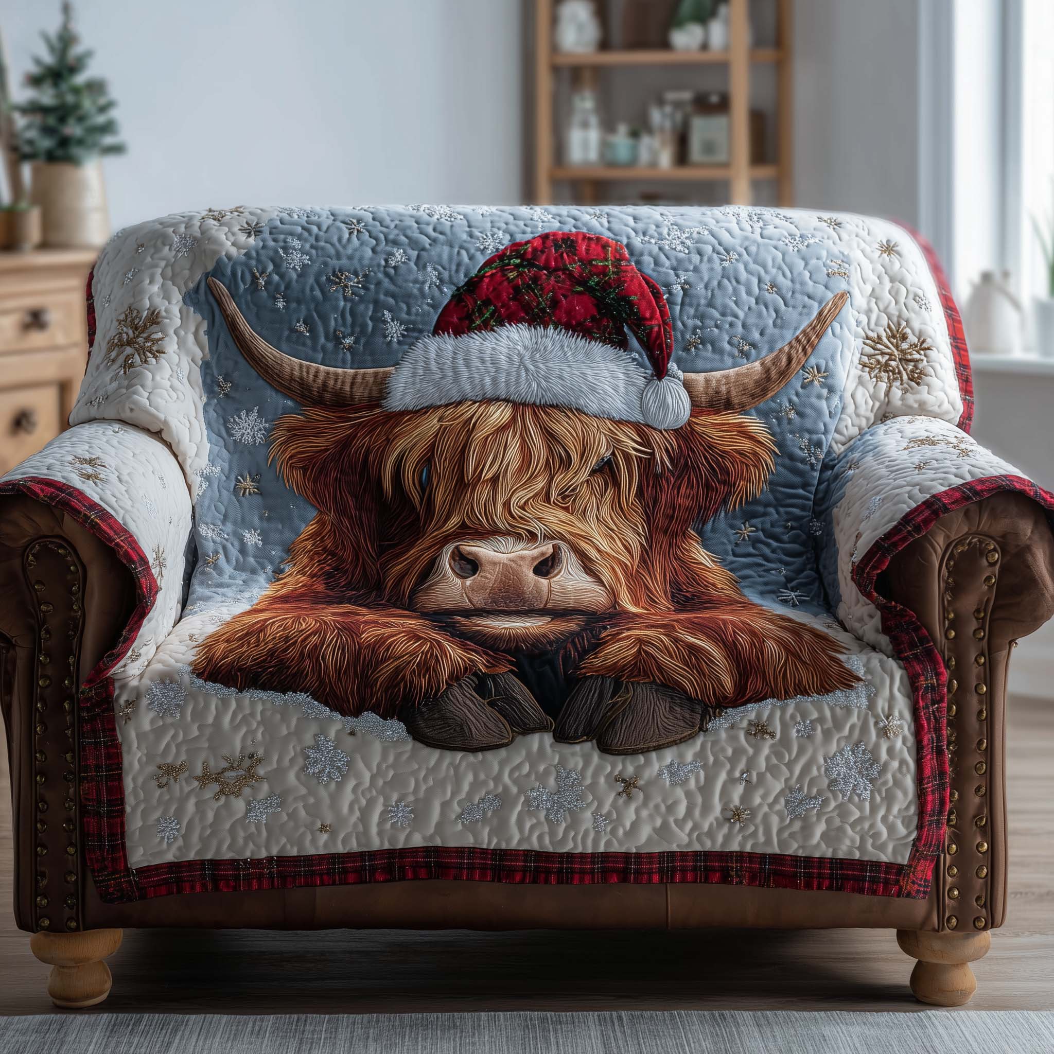 Holiday Farmstead Quilted Sofa Cover Christmas Home Couch Cover Best Holiday Lover Gifts - Tradiviet