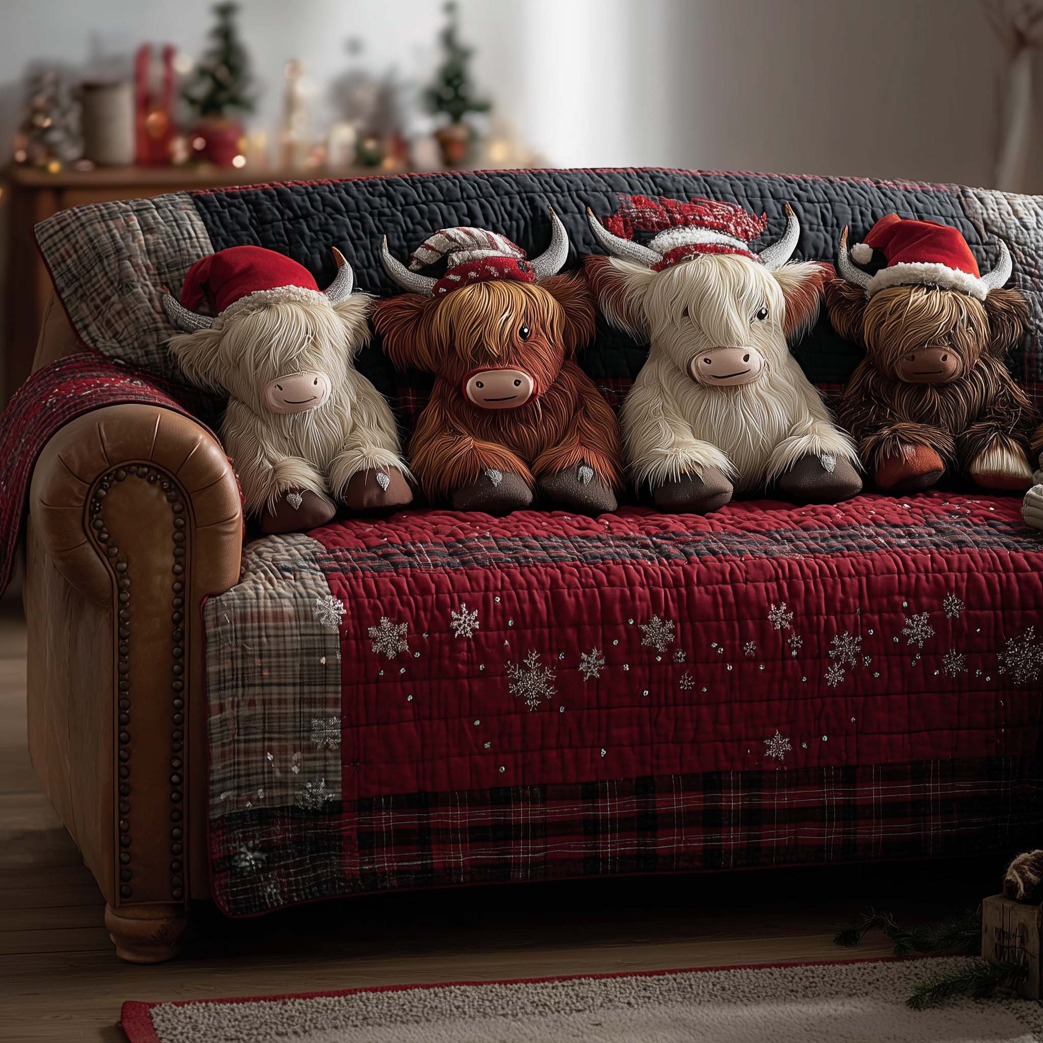 Holiday Farmstead Quilted Sofa Cover Christmas Home Couch Cover Holiday Lover Gift Ideas - Tradiviet