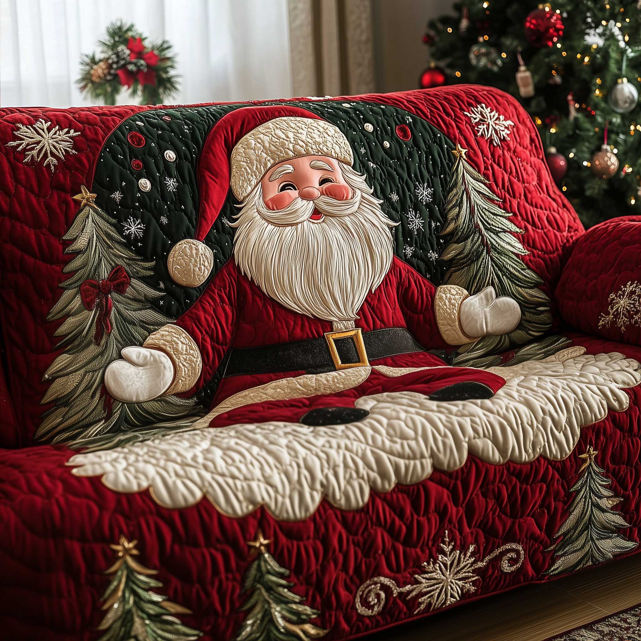 Holiday Glow Quilted Sofa Cover Christmas Home Couch Cover Holiday Lover Gift Ideas - Tradiviet