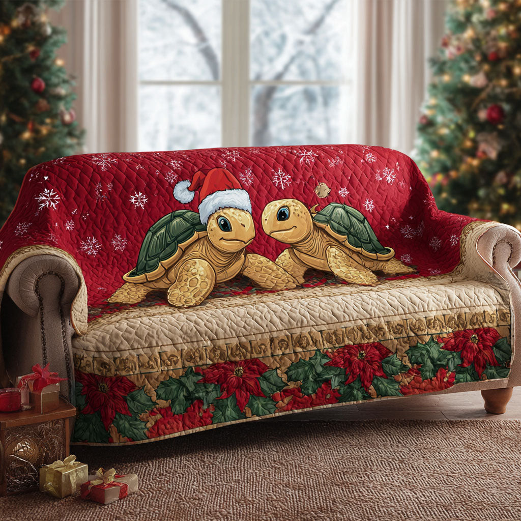 Holiday Shore Turtle Quilted Sofa Cover Winter Living Room Decor Sea Turtle Themed Gifts - Tradiviet