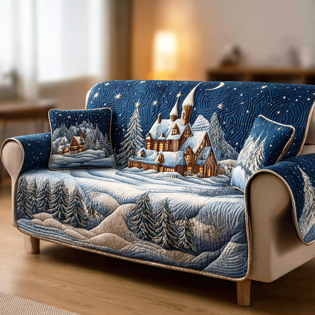 Holiday Snow Garden Quilted Sofa Cover Christmas Decorations Indoor Christmas Present Ideas - Tradiviet