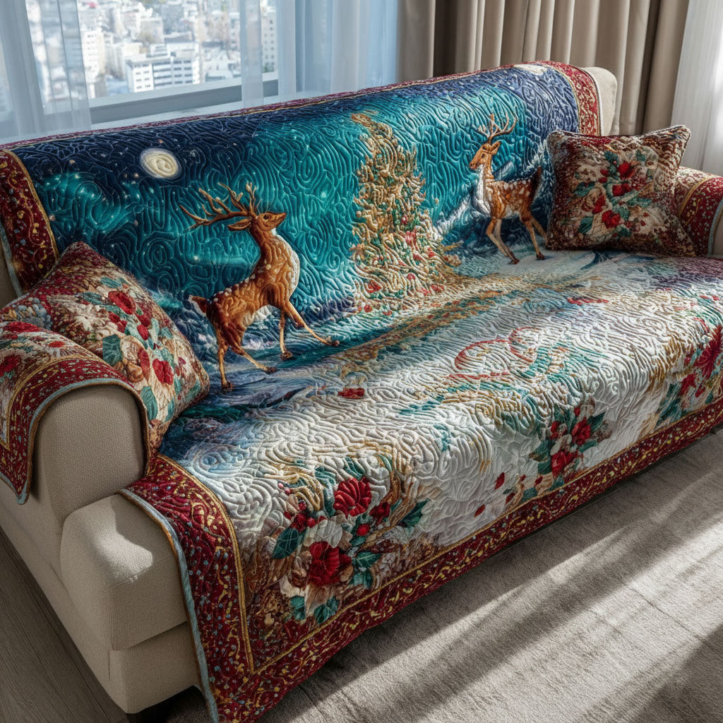 Holiday Starlight Quilted Sofa Cover Holiday Couch Covers Christmas Gifts For Men - Tradiviet