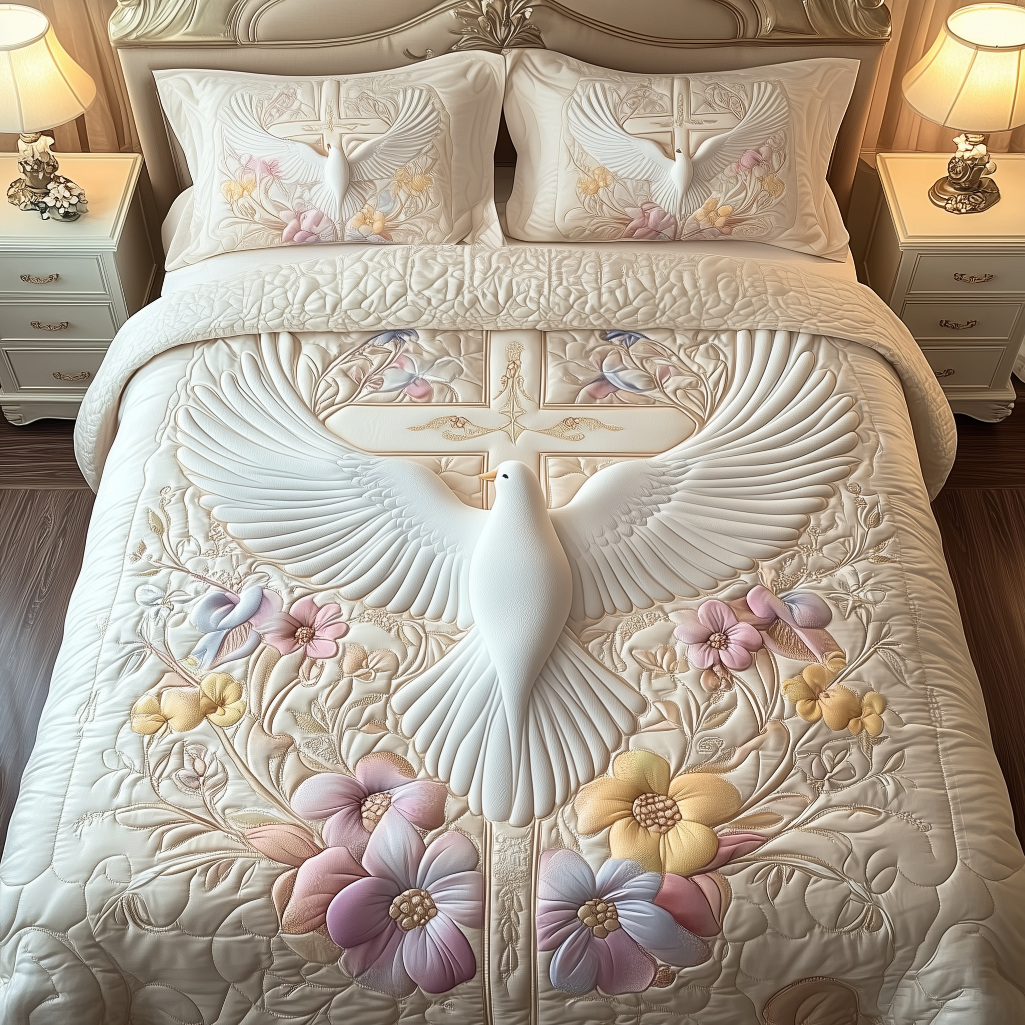 Holy Spirit Dove Quilted Bedding Set Holy Spirit Moonlight Gift For Holy Spirit - Tradiviet