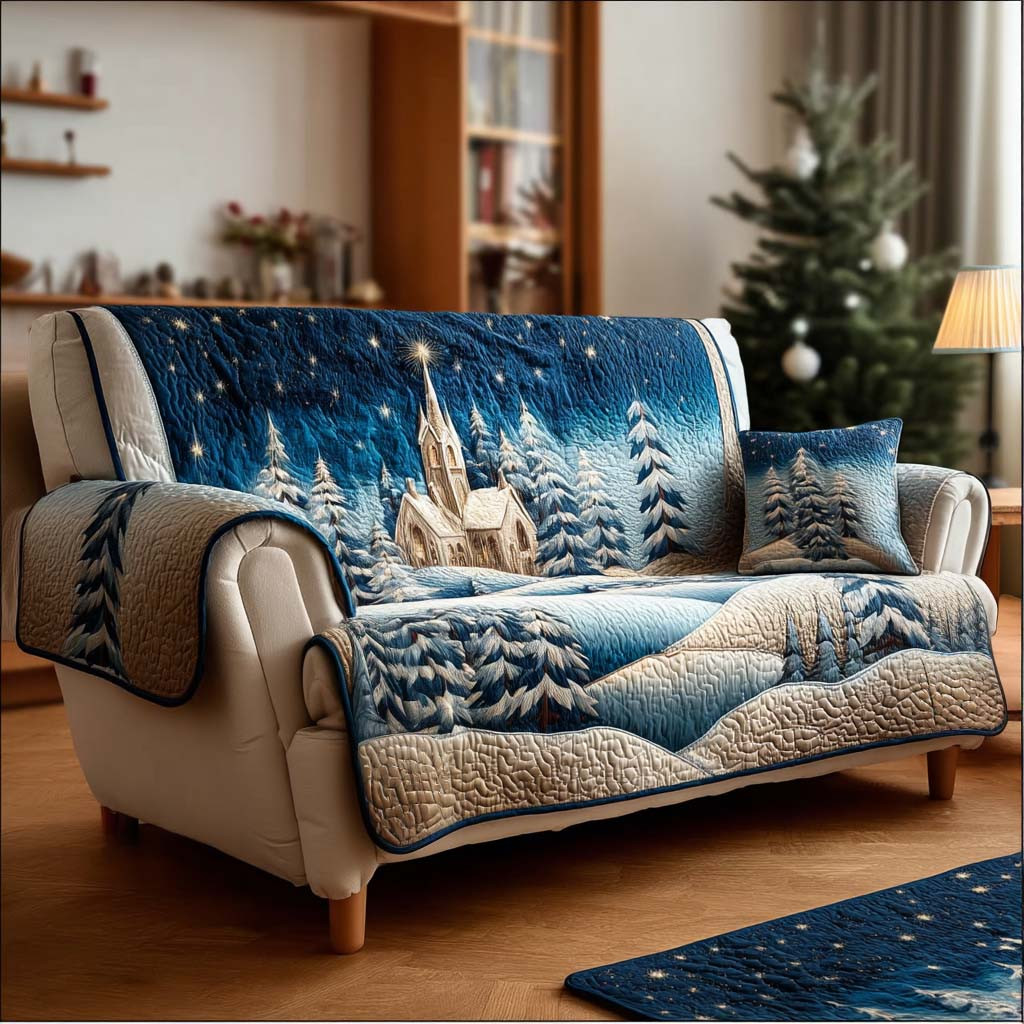 Holy Star Church Quilted Sofa Cover Christmas Couch Cover Xmas Presents For Mother In Law - Tradiviet
