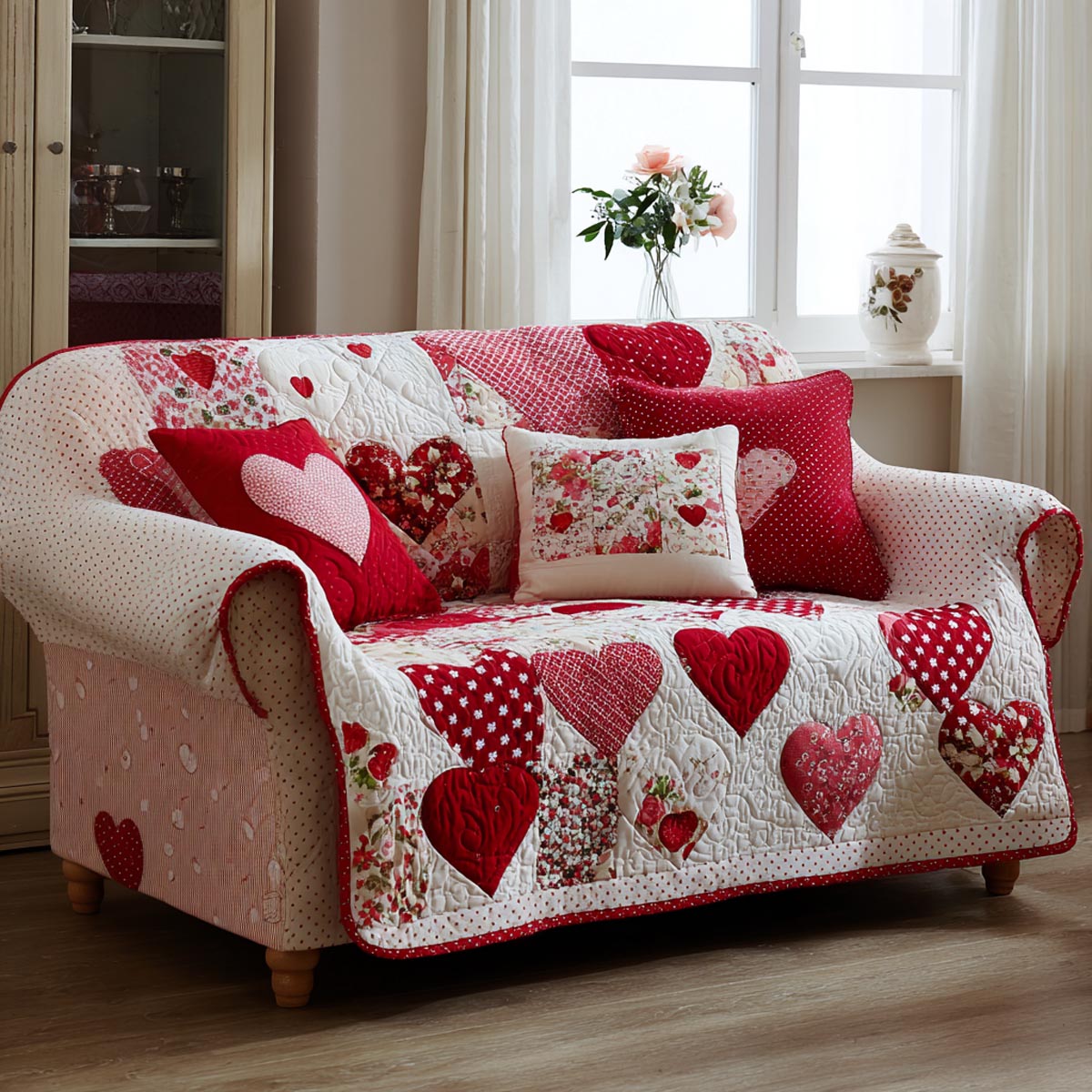 Home Of Hearts Quilted Sofa Cover Good Sofa Covers Family Valentine Day Present Ideas - Tradiviet