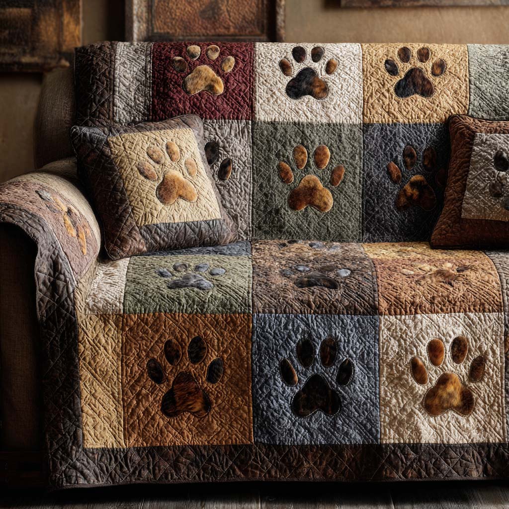 Home Paws Quilted Sofa Cover Warm Room Decor House Lover Gift Ideas - Tradiviet