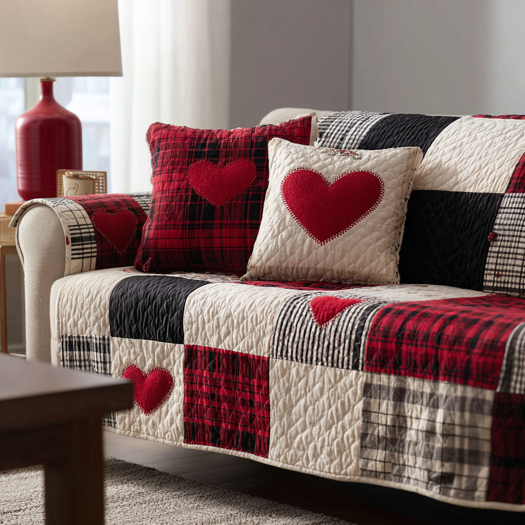 Home Sweet Love Quilted Sofa Cover Sofa Saver Covers Good Couples Gifts - Tradiviet