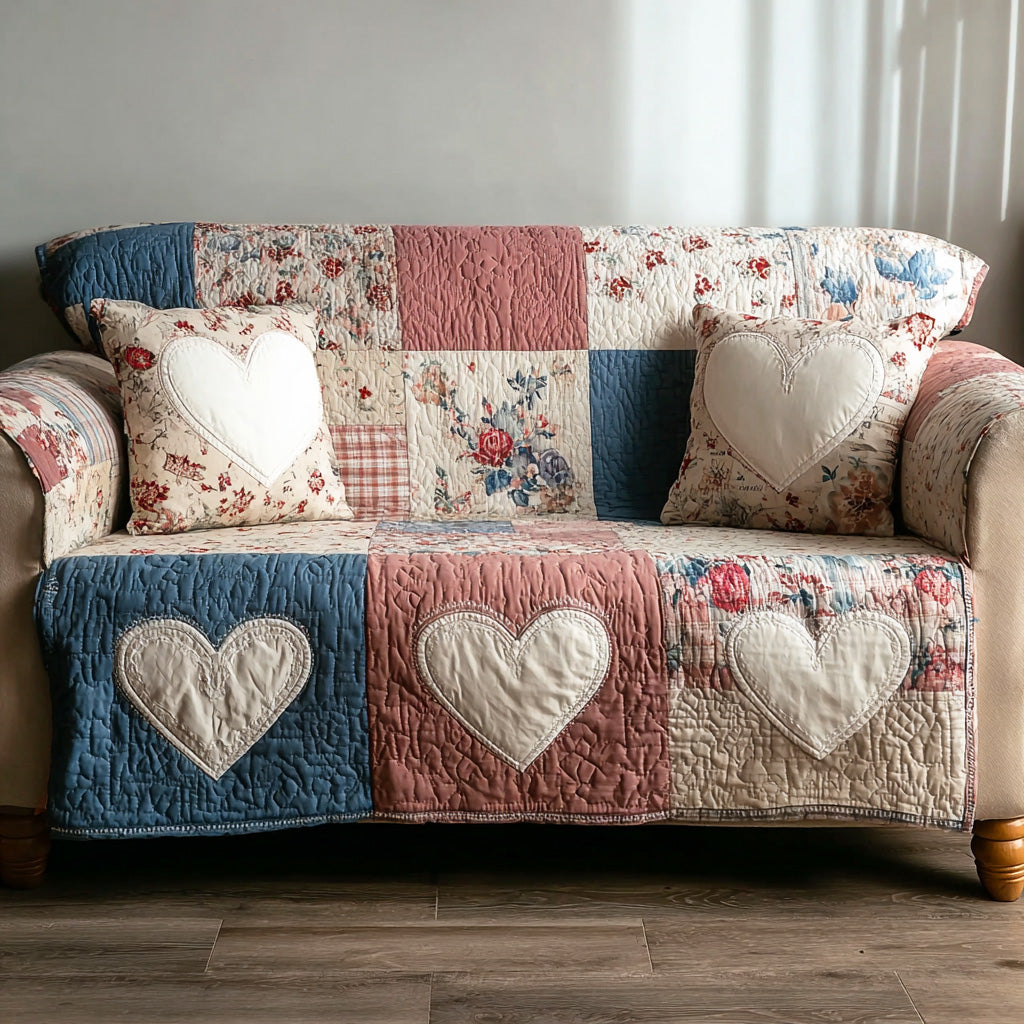 Homestead Bloom Quilted Sofa Cover Neutral Room Decor Gift For Home Decorators - Tradiviet