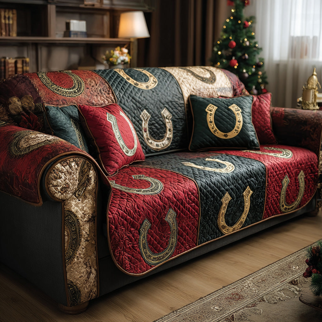 Homestead Horseshoe Quilted Sofa Cover Holiday Room Decor Great Housewarming Gift Ideas - Tradiviet