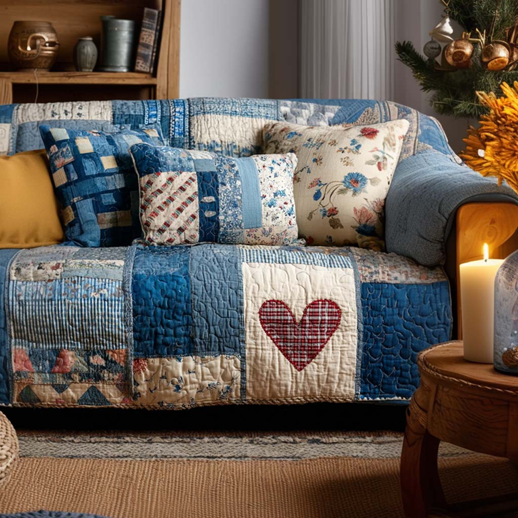 Homestead Patch Quilted Sofa Cover Cozy Room Decor Best Room Decor Gifts - Tradiviet