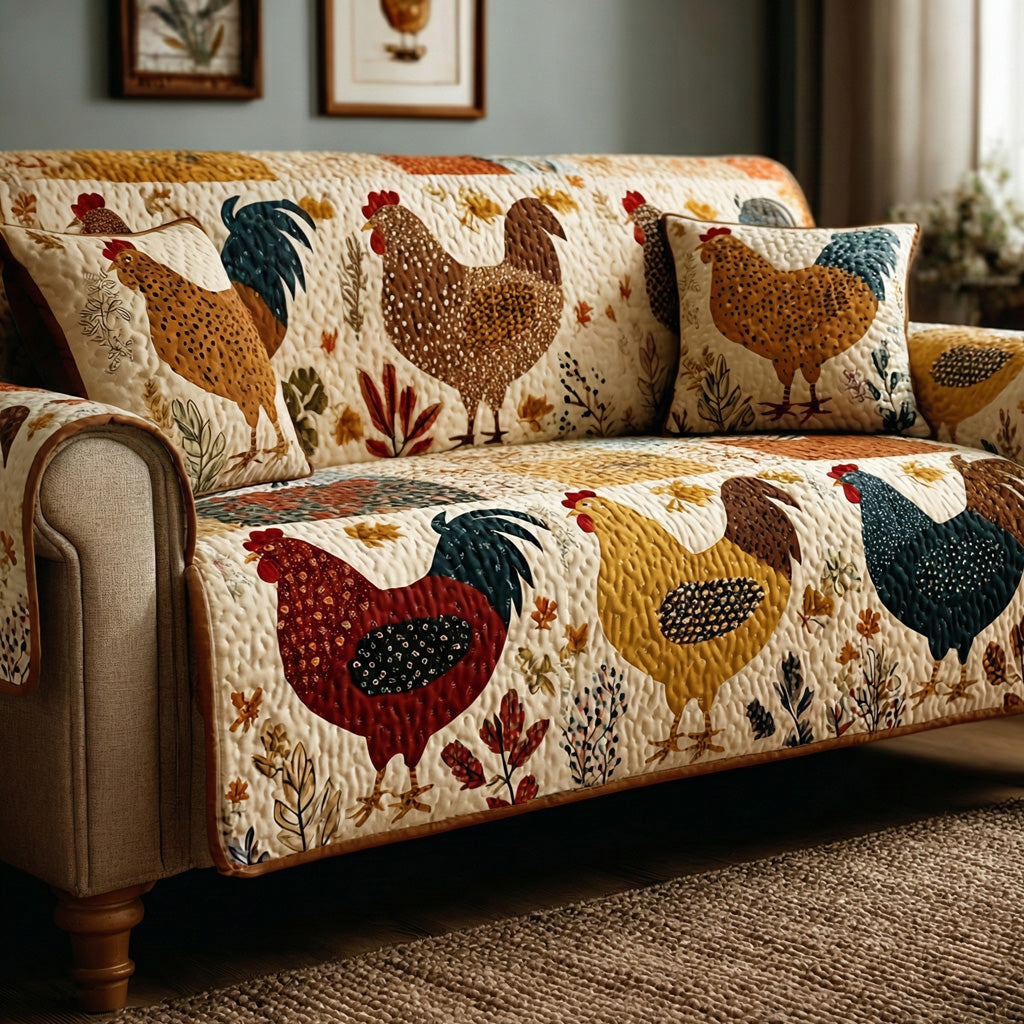 Homestead Roosters Quilted Sofa Cover Wall Room Decor Cool Room Decor Gifts - Tradiviet