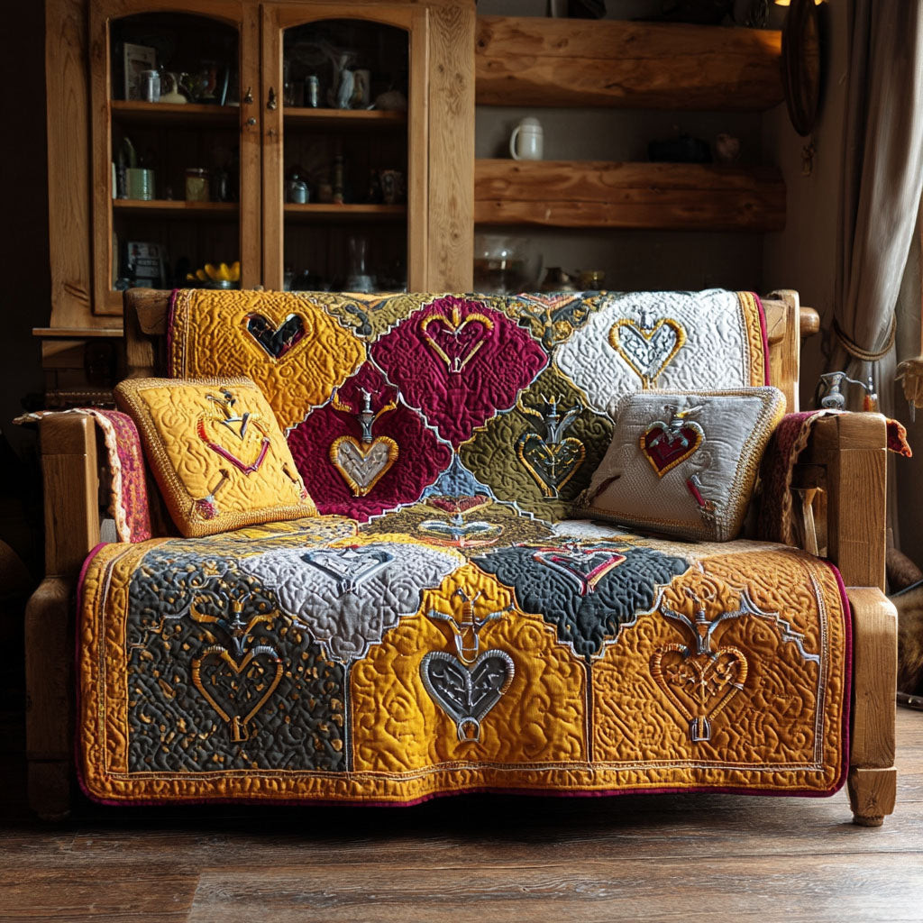 Hooked on Memories Quilted Sofa Cover Living Room Decor Fathers Day Gifts For Husband - Tradiviet