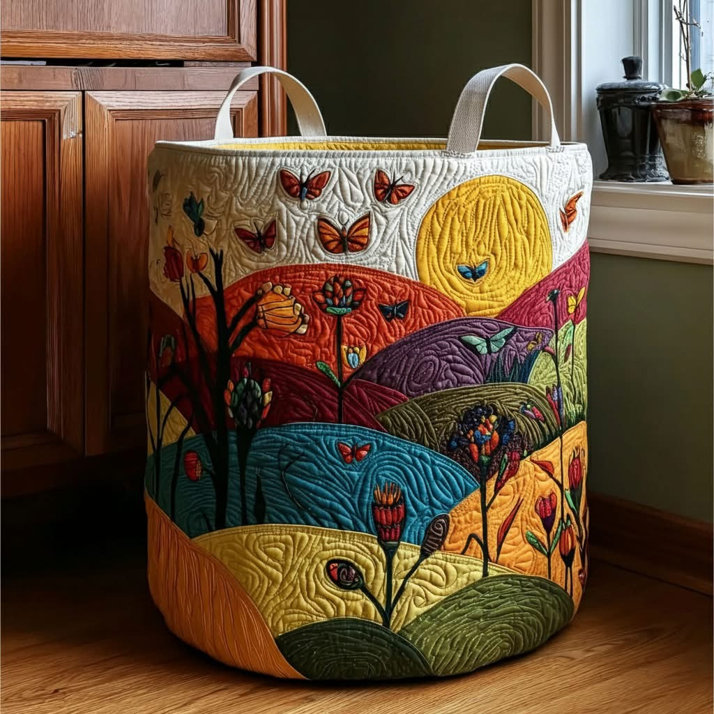 Horizon Wings Quilted Laundry Basket Whimsical Storage Basket Best House Warming Gift - Tradiviet