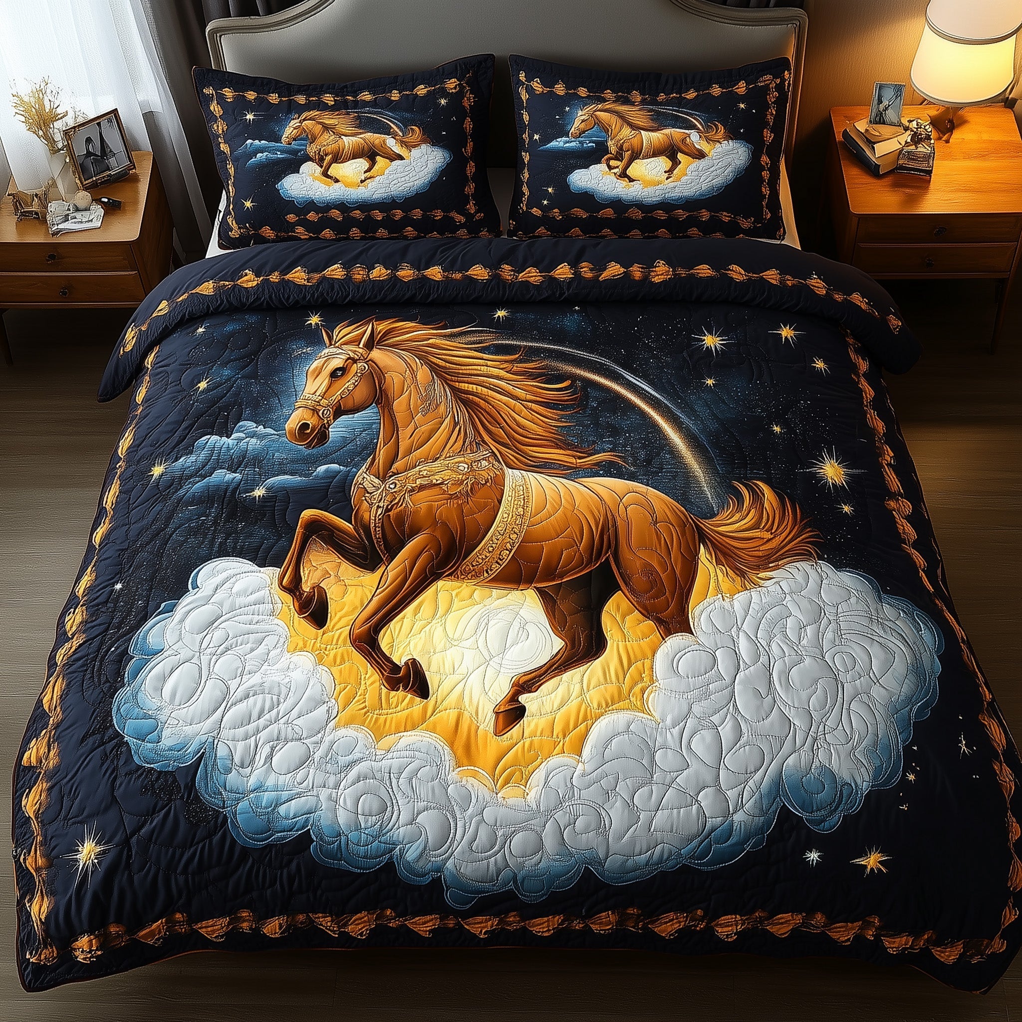 Horse Dream Quilted Bedding Set Horse Dream Coverlet Gift For Horse Friends - Tradiviet