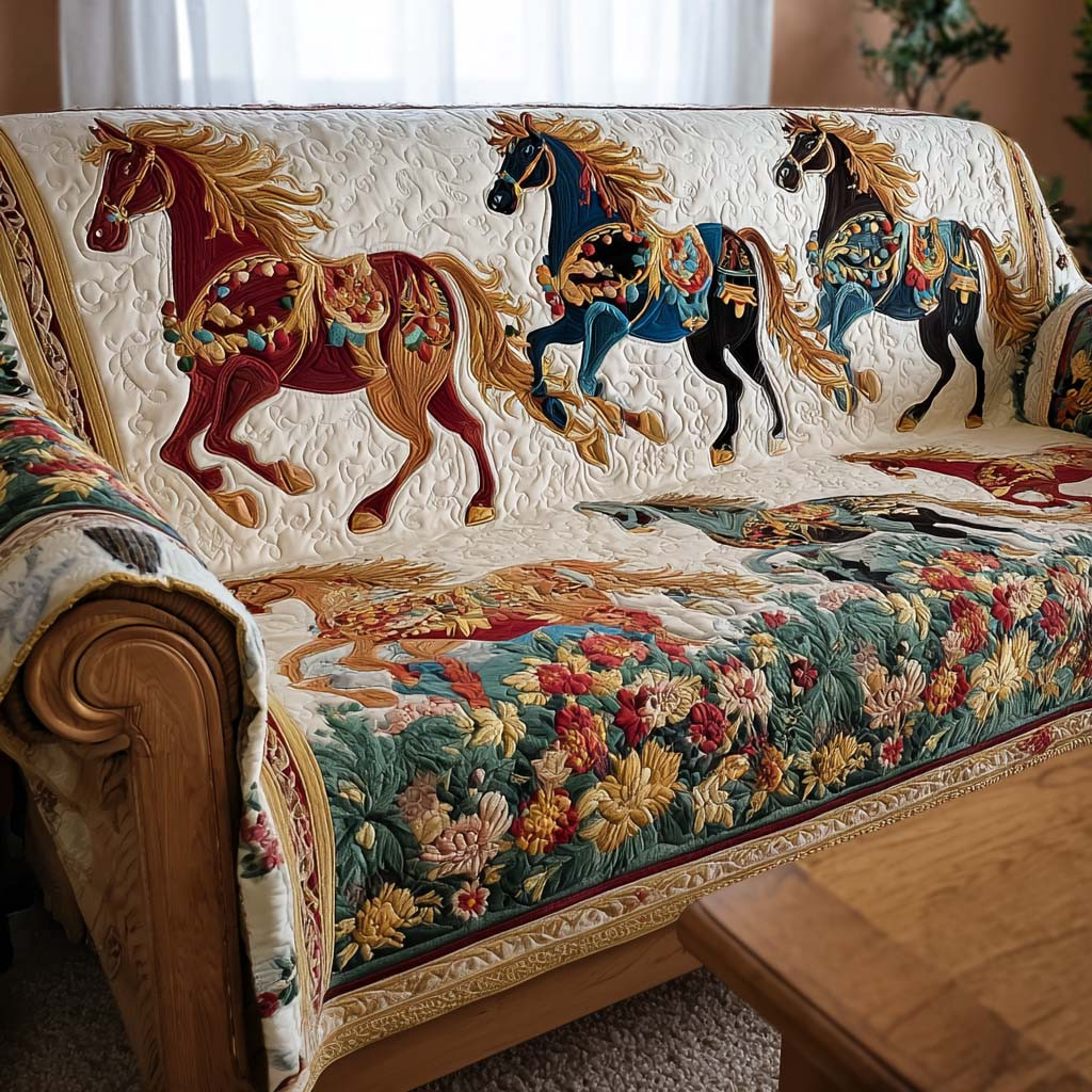 Horse Meadows Quilted Sofa Cover The Best Couch Slipcovers Horse Gifts For Women - Tradiviet