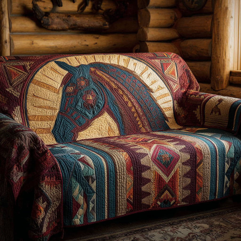 Horse Path Quilted Sofa Cover Best Sofa Slipcovers Horse Themed Christmas Gifts - Tradiviet