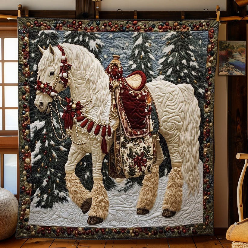 Horse Royal Christmas Quilt Blanket Holiday Home Decor Gift Ideas For Horse Lovers - Tradiviet
