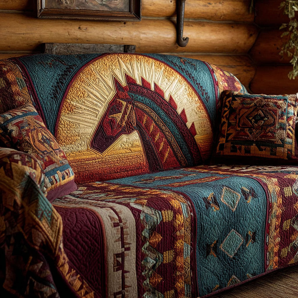 Horse Spirit Quilted Sofa Cover Great Couch Covers Best Christmas Gifts For Equestrians - Tradiviet