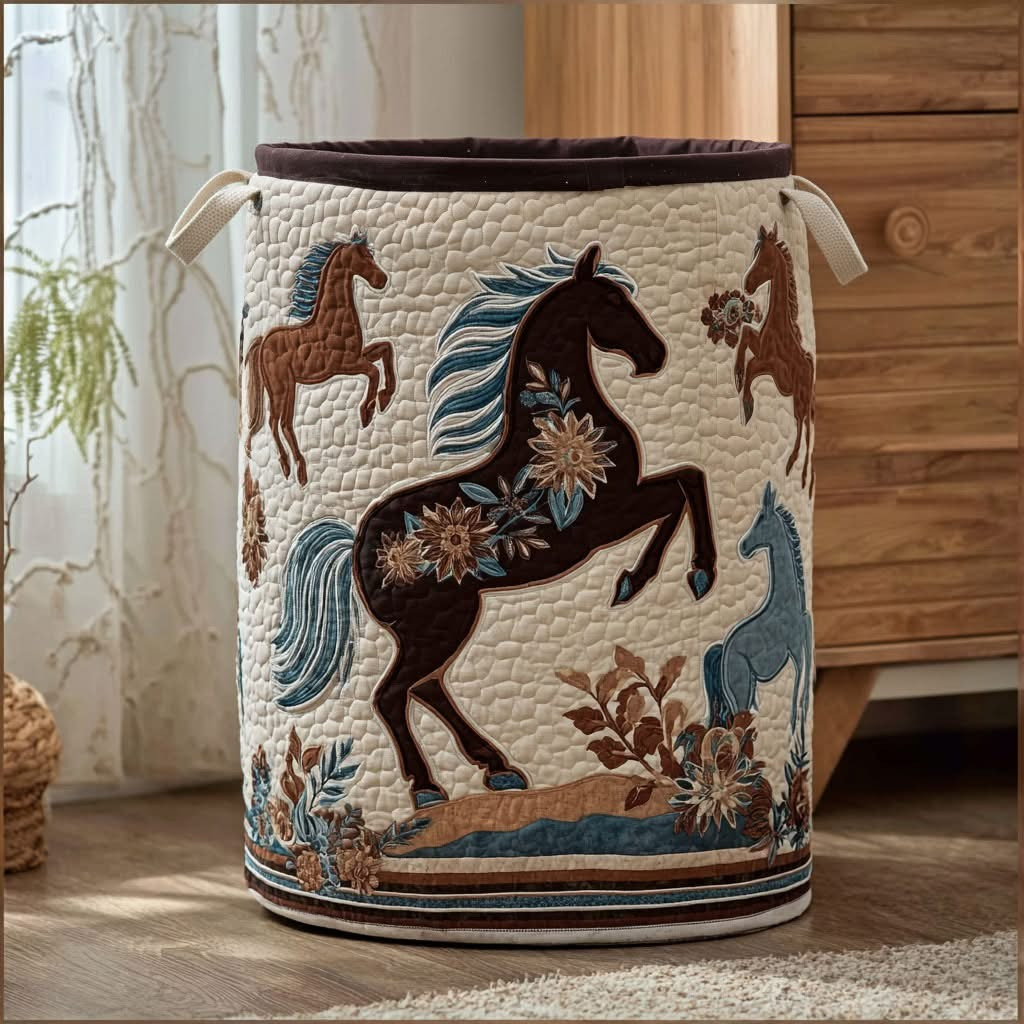 Horse Wild Mesa Reverie Quilted Laundry Basket Storage Basket Gifts Ideas For Horse Lovers - Tradiviet