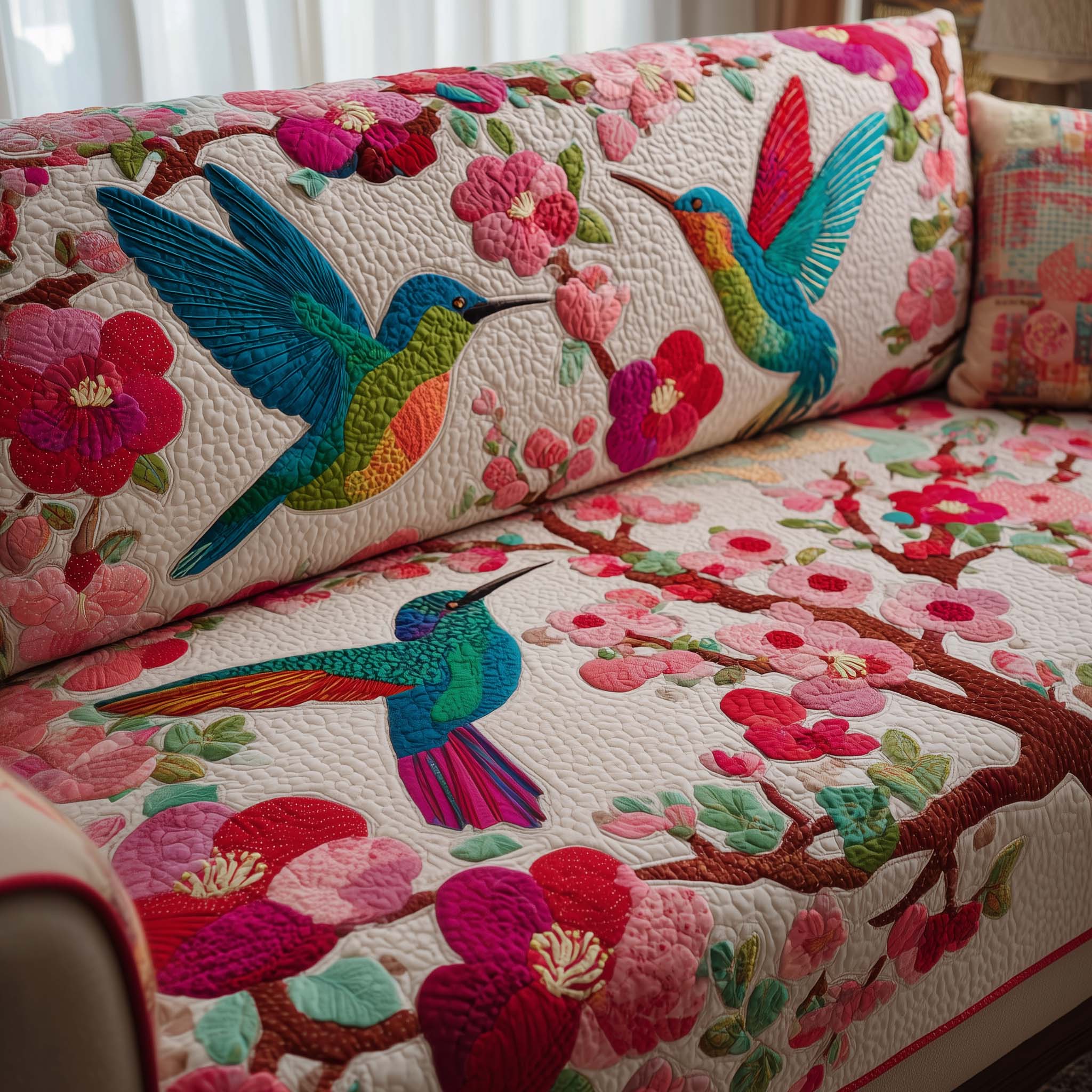 Hovering Petals Quilted Sofa Cover Cozy Home Couch Cover Home Decor Gift Ideas - Tradiviet