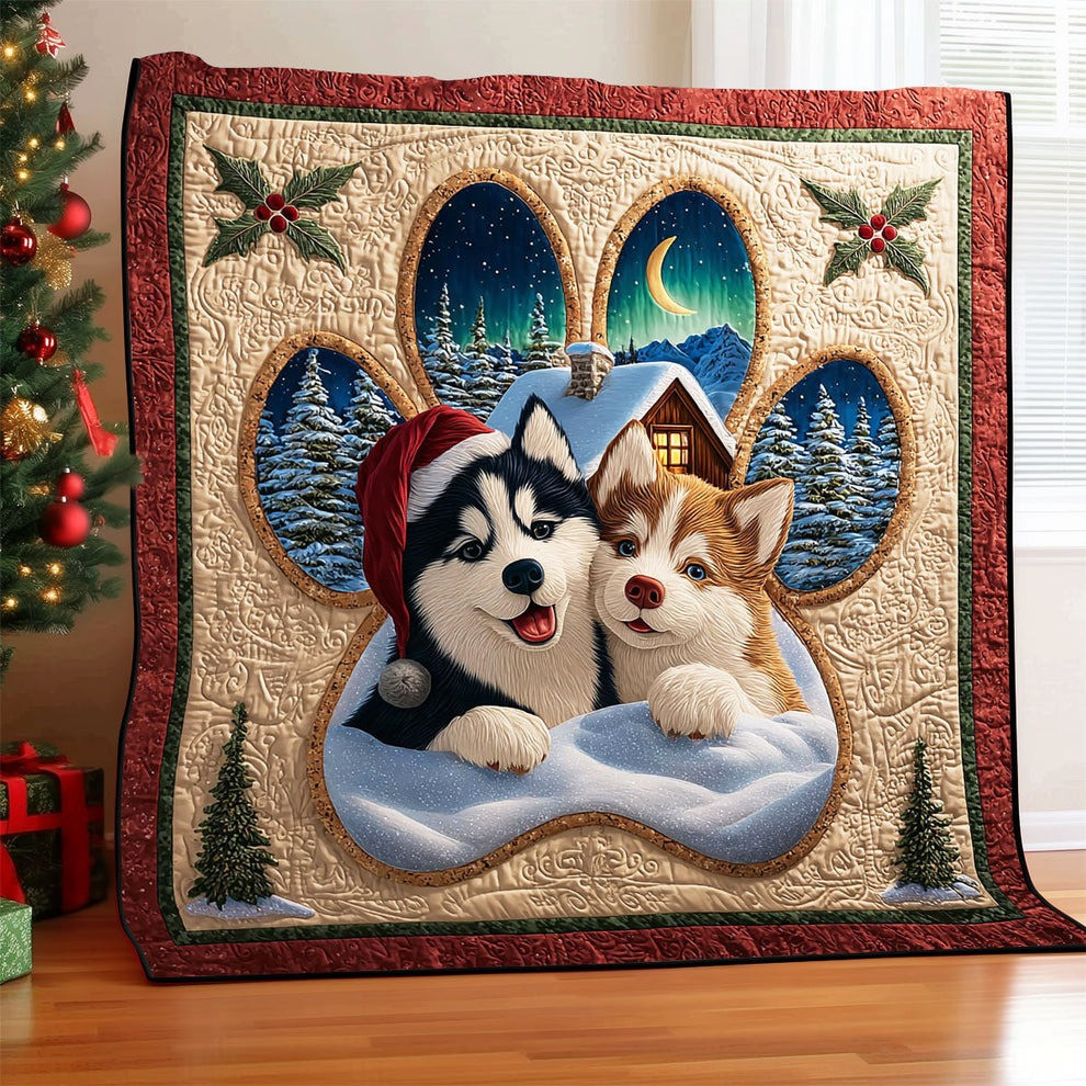 Husky Dog Quilted Blanket Husky Lovers Best Present Ideas For Christmas - Tradiviet
