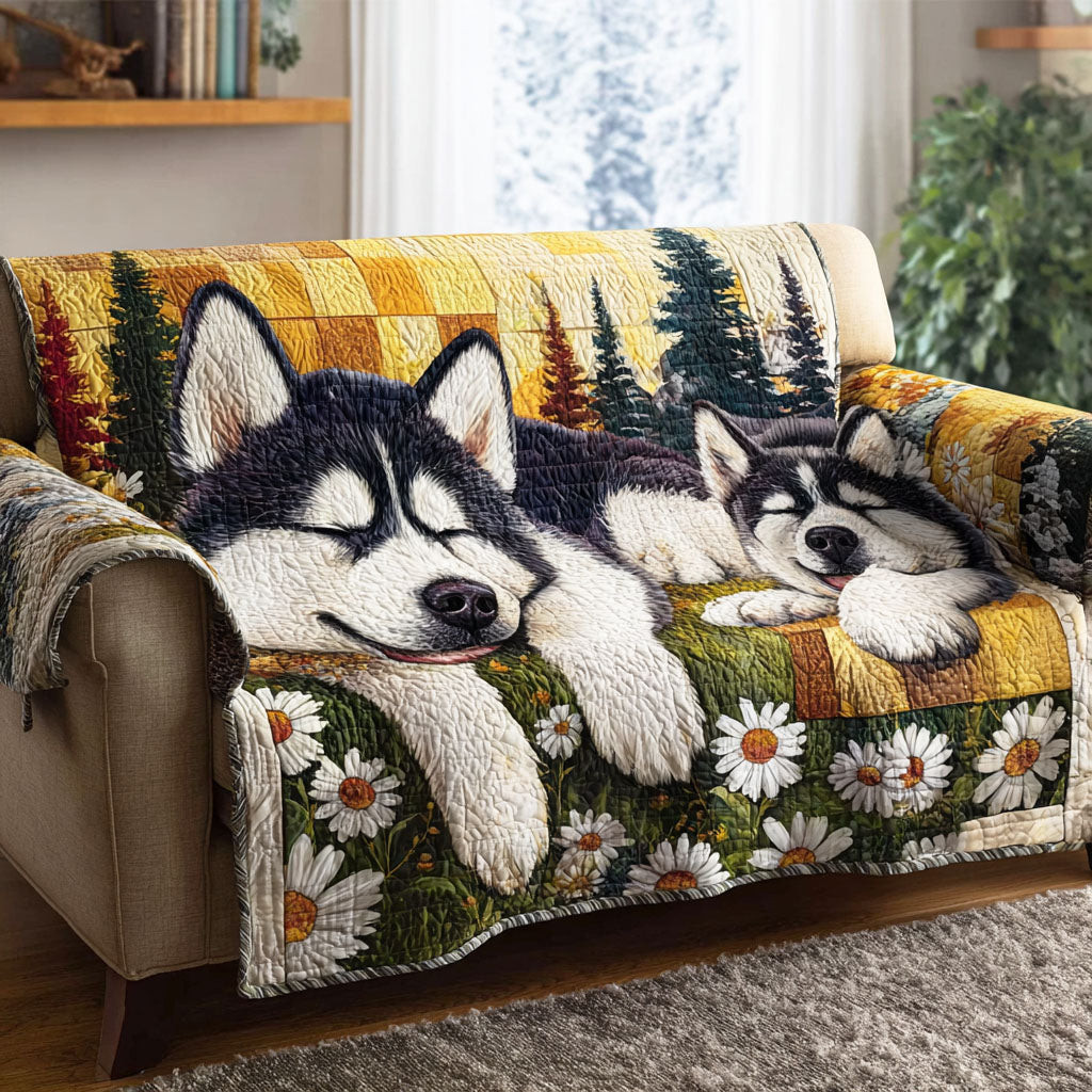 Husky Love Quilted Sofa Cover Best Slipcovered Sofas Perfect Father's Day Gifts - Tradiviet