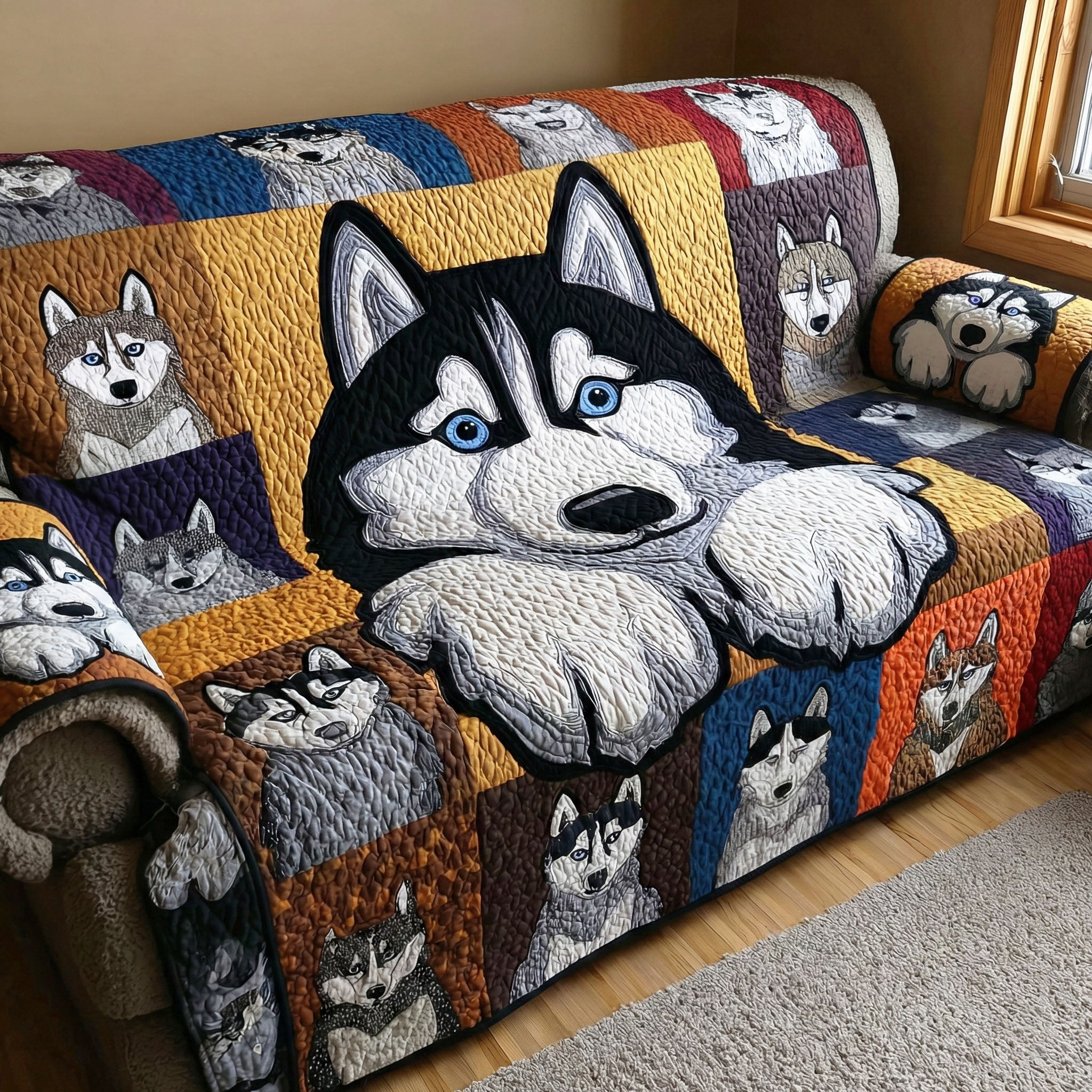 Husky Mood Quilted Sofa Cover Sofa Cover Set Top 10 Father's Day Gifts - Tradiviet