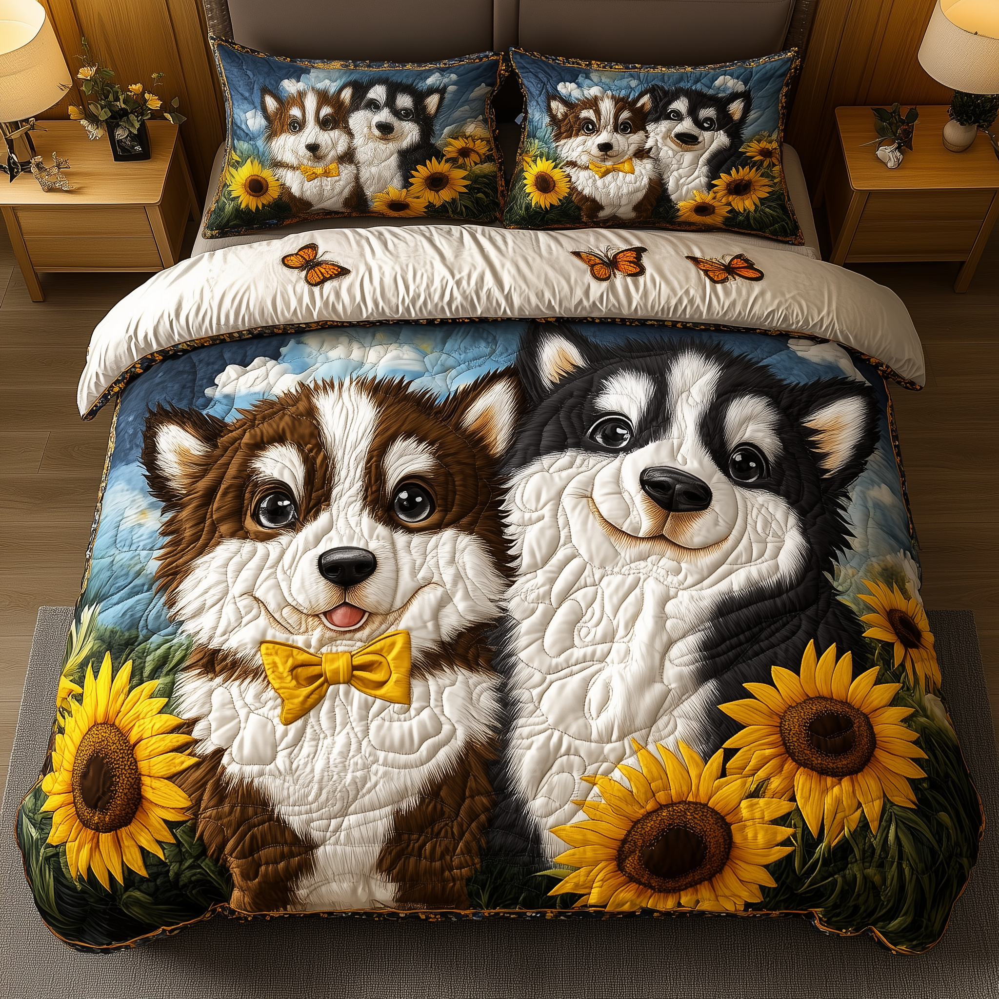 Husky Sunbeam Delight Quilted Bedding Set Husky Sunbeam Oasis Gift For Husky Sunbeam - Tradiviet