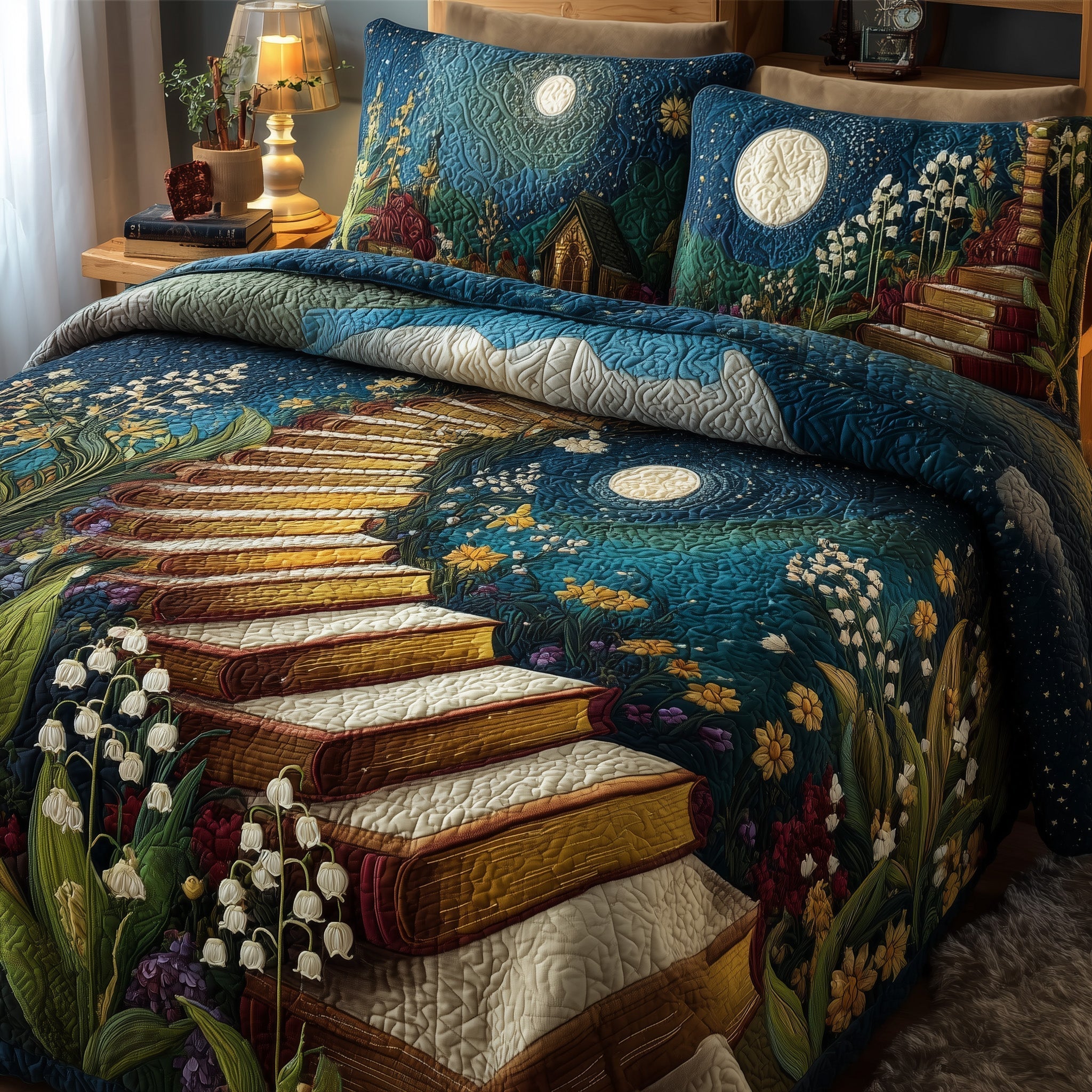 Infinity Lily Of The Valley Quilted Bedding Set Infinity Lily Garden Gift For Infinity Lily - Tradiviet