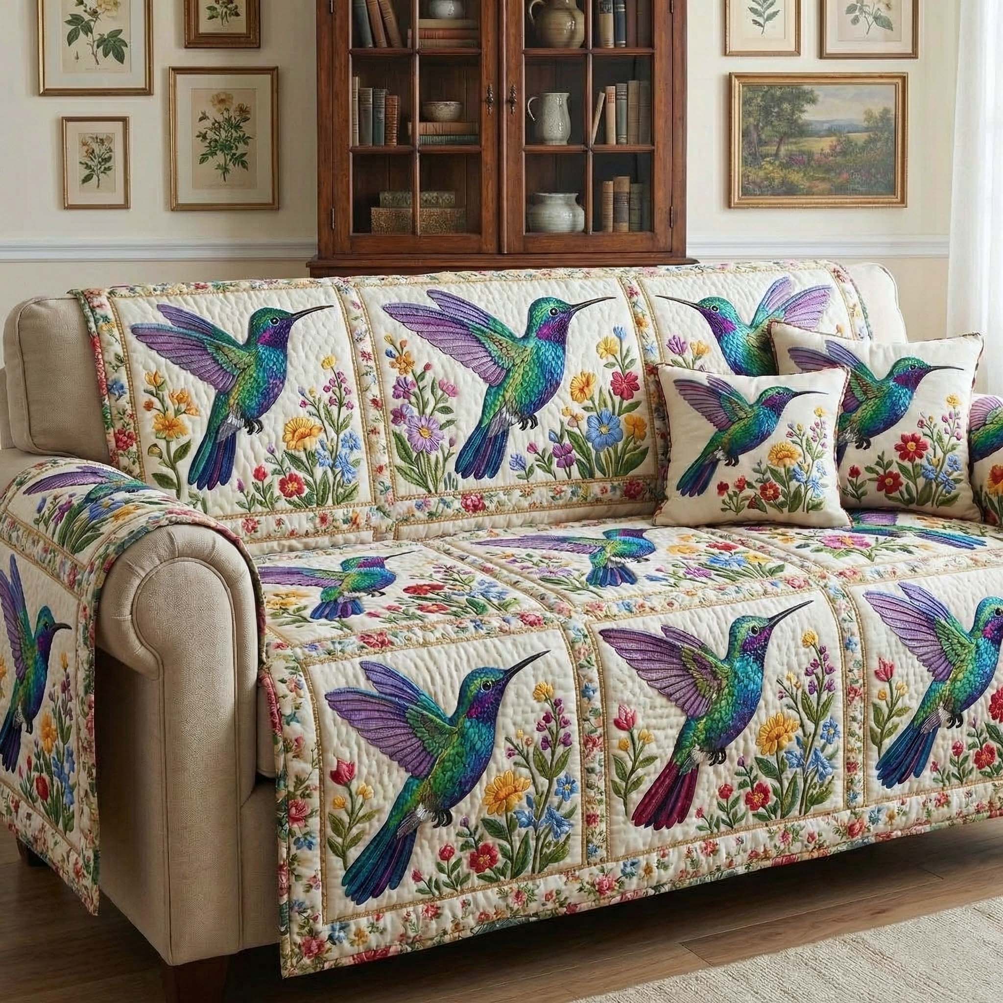 Iridescent Drift Quilted Sofa Cover Cozy Home Couch Cover Cozy Housewarming Gift Ideas - Tradiviet