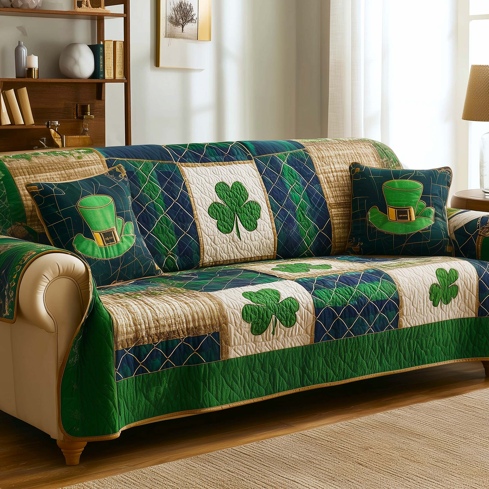 Irish Blessings Quilted Sofa Cover Irish Home Couch Cover Gifts For Home Decor - Tradiviet