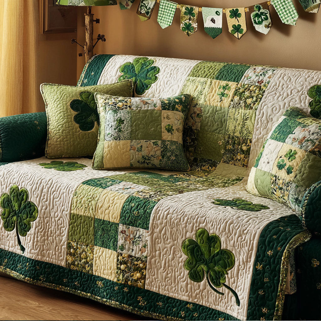 Irish Cheer Quilted Sofa Cover Furniture Slipcovers For Sofas Cute St Patricks Day Ideas - Tradiviet