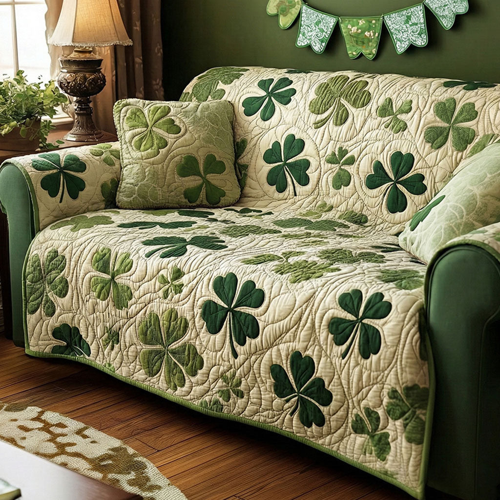 Irish Cozy Quilted Sofa Cover Best Sofa Cushion Covers Saint Patrick's Day Gift Ideas - Tradiviet
