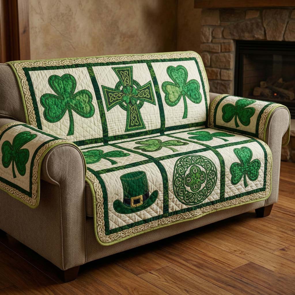Irish Heritage Quilted Sofa Cover Irish Home Couch Cover Home Gift For Him - Tradiviet