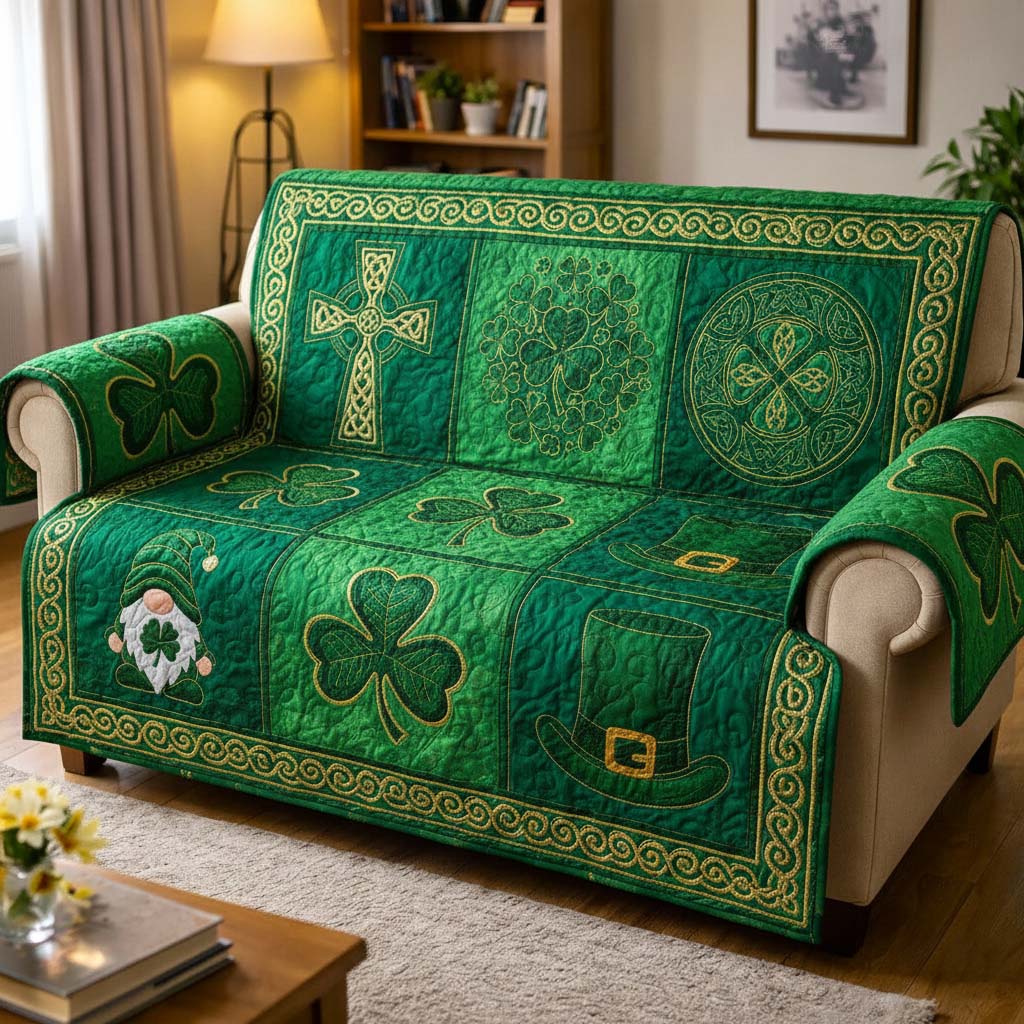 Irish Heritage Quilted Sofa Cover Irish Home Couch Cover Home Gifts For Him - Tradiviet