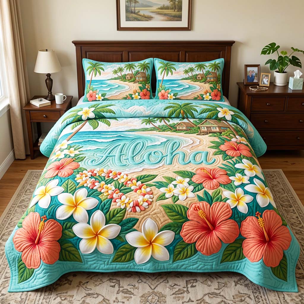 Island Aloha Quilted Bedding Set Island Aloha Legacy Gift For Island Aloha - Tradiviet