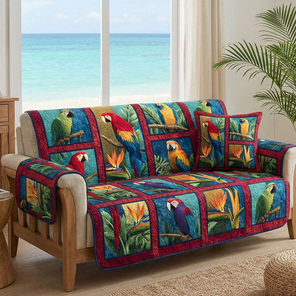 Island Bloom Quilted Sofa Cover Cool Sofa Slipcovers Best Gifts For The Beach Lover - Tradiviet