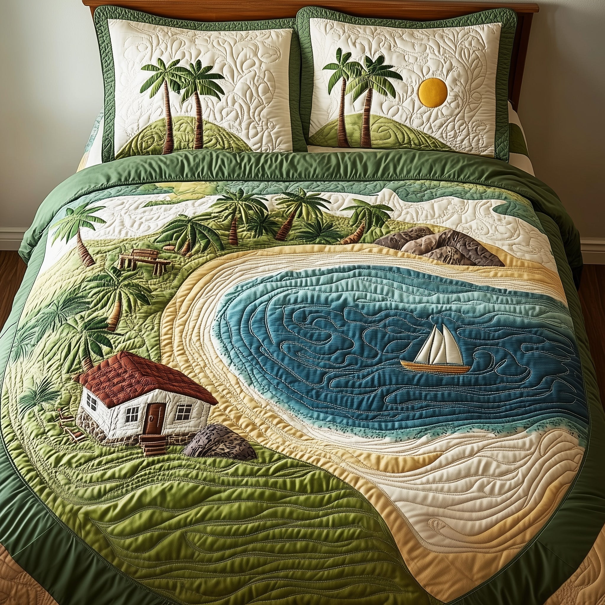 Island Dream Quilted Bedding Set Island Dream Glow Gift For Island Friends - Tradiviet