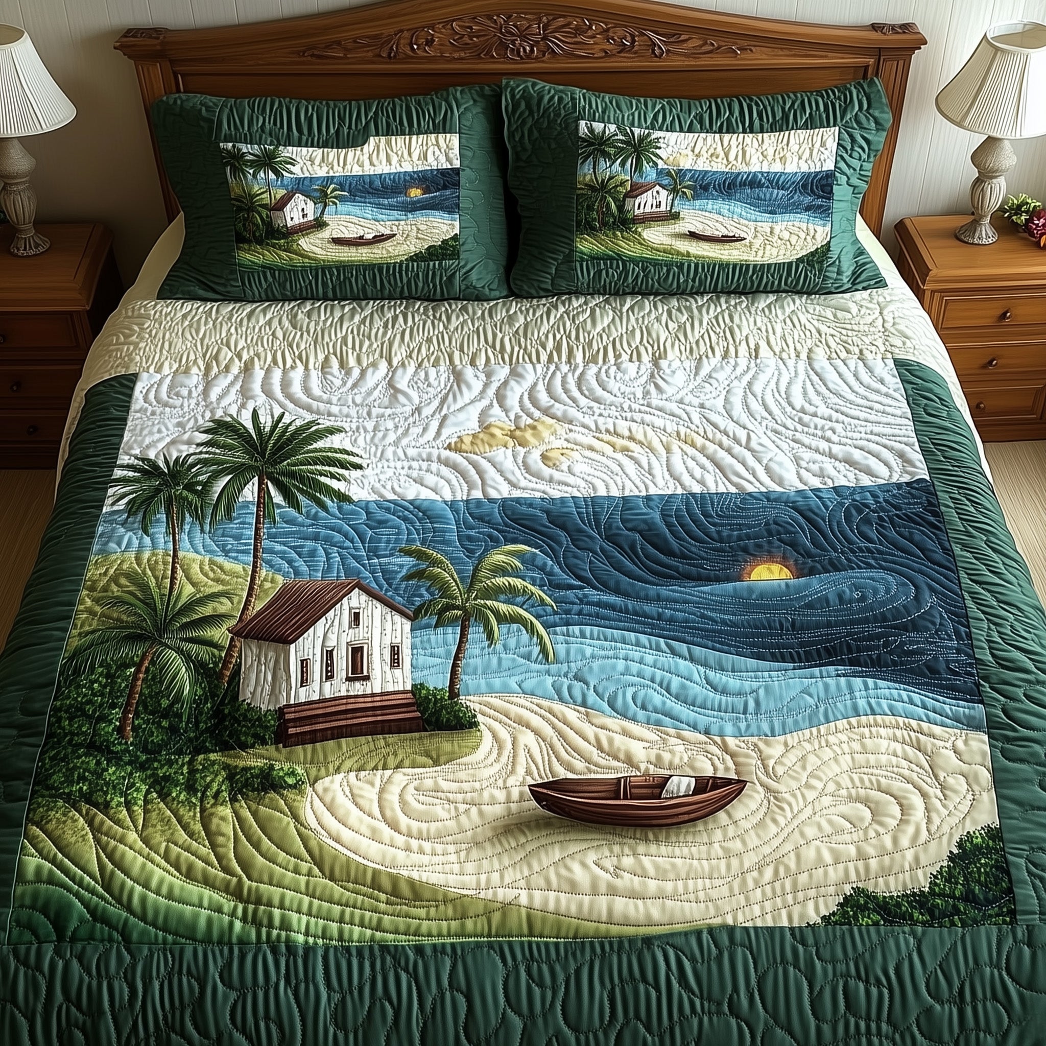 Island Dream Quilted Bedding Set Island Dream Mood Gift For Island Fans - Tradiviet