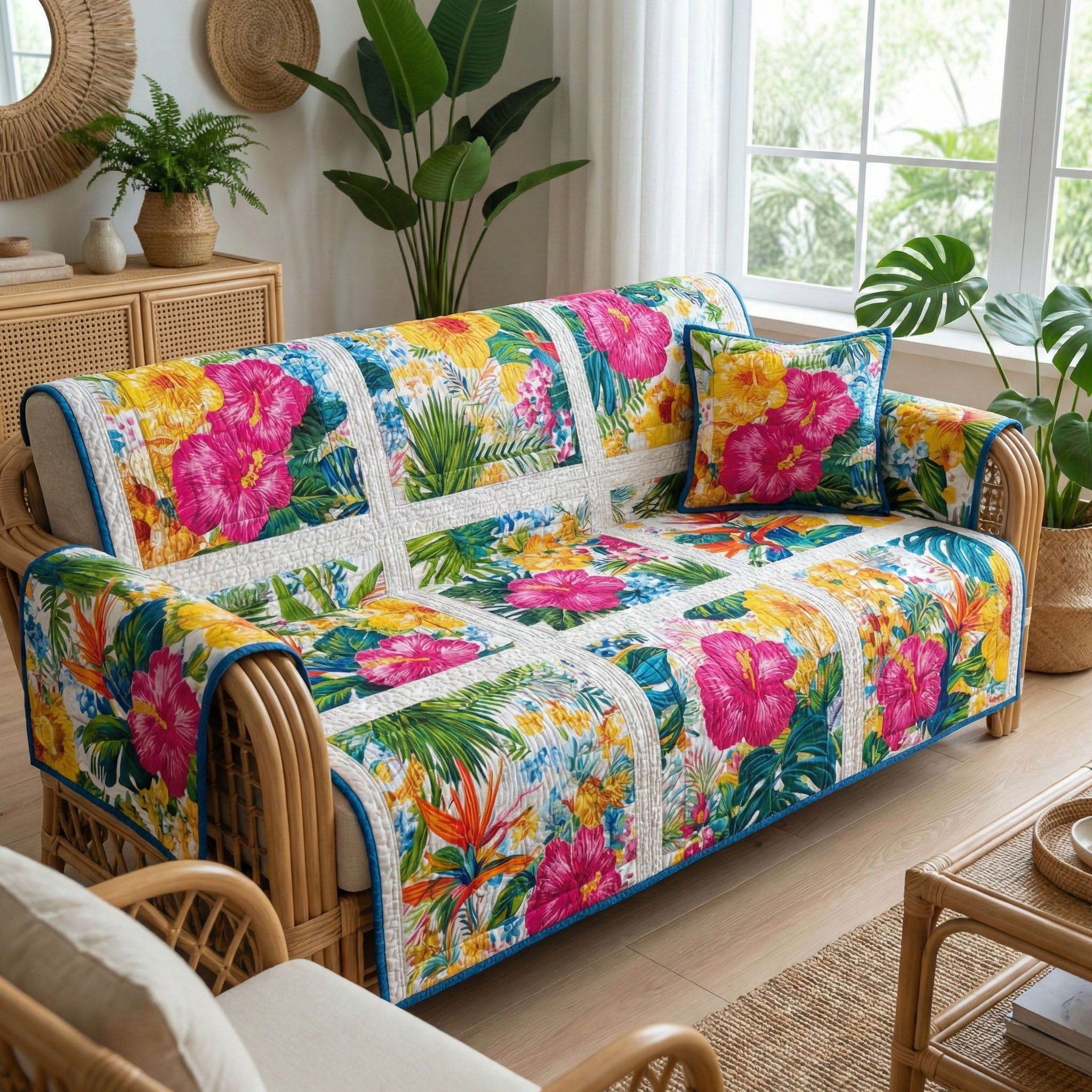 Island Garden Quilted Sofa Cover Indoor Decor Mother's Day Gifts For Wife - Tradiviet