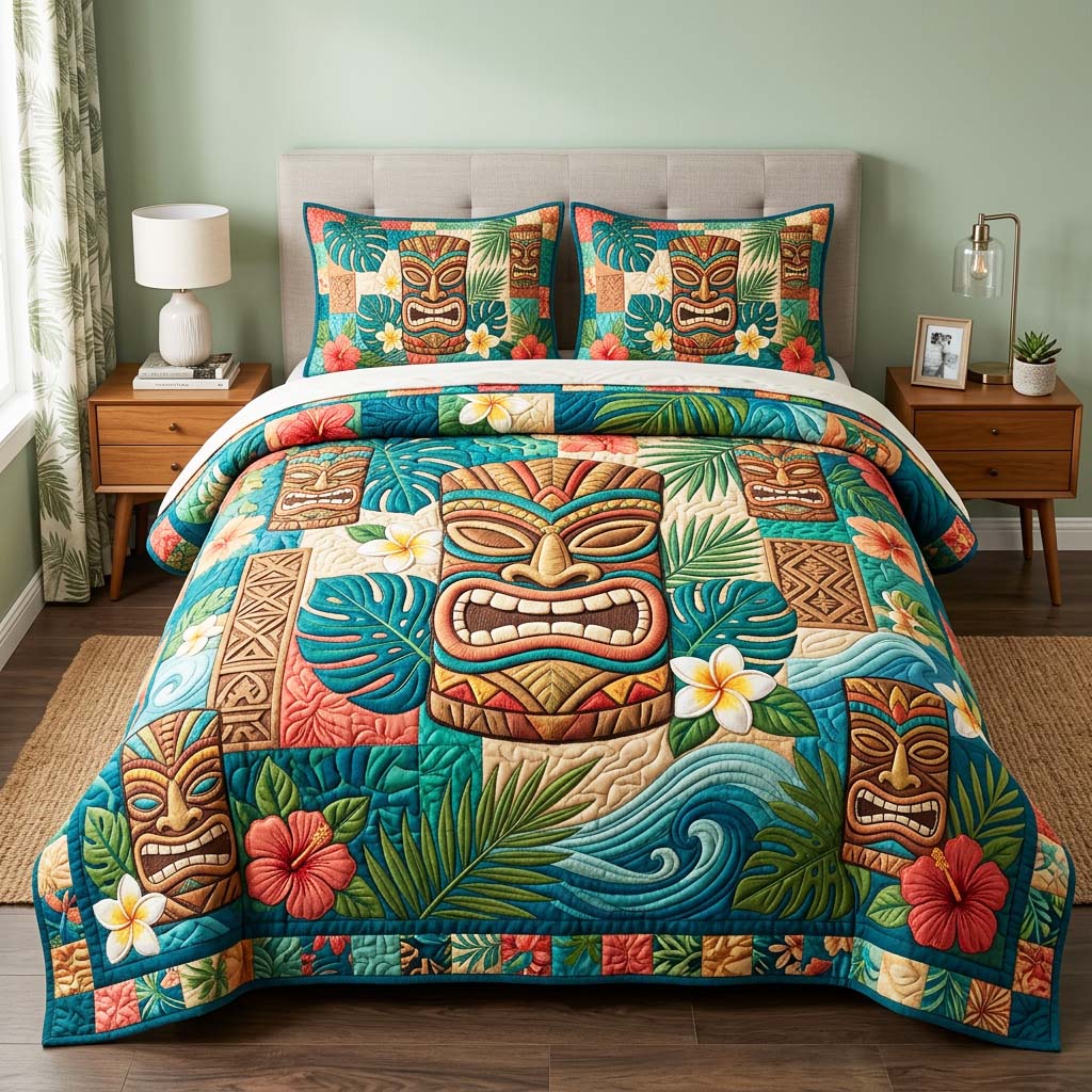 Island Patch Quilted Bedding Set Island Patch Beauty Gift For Island Patch - Tradiviet