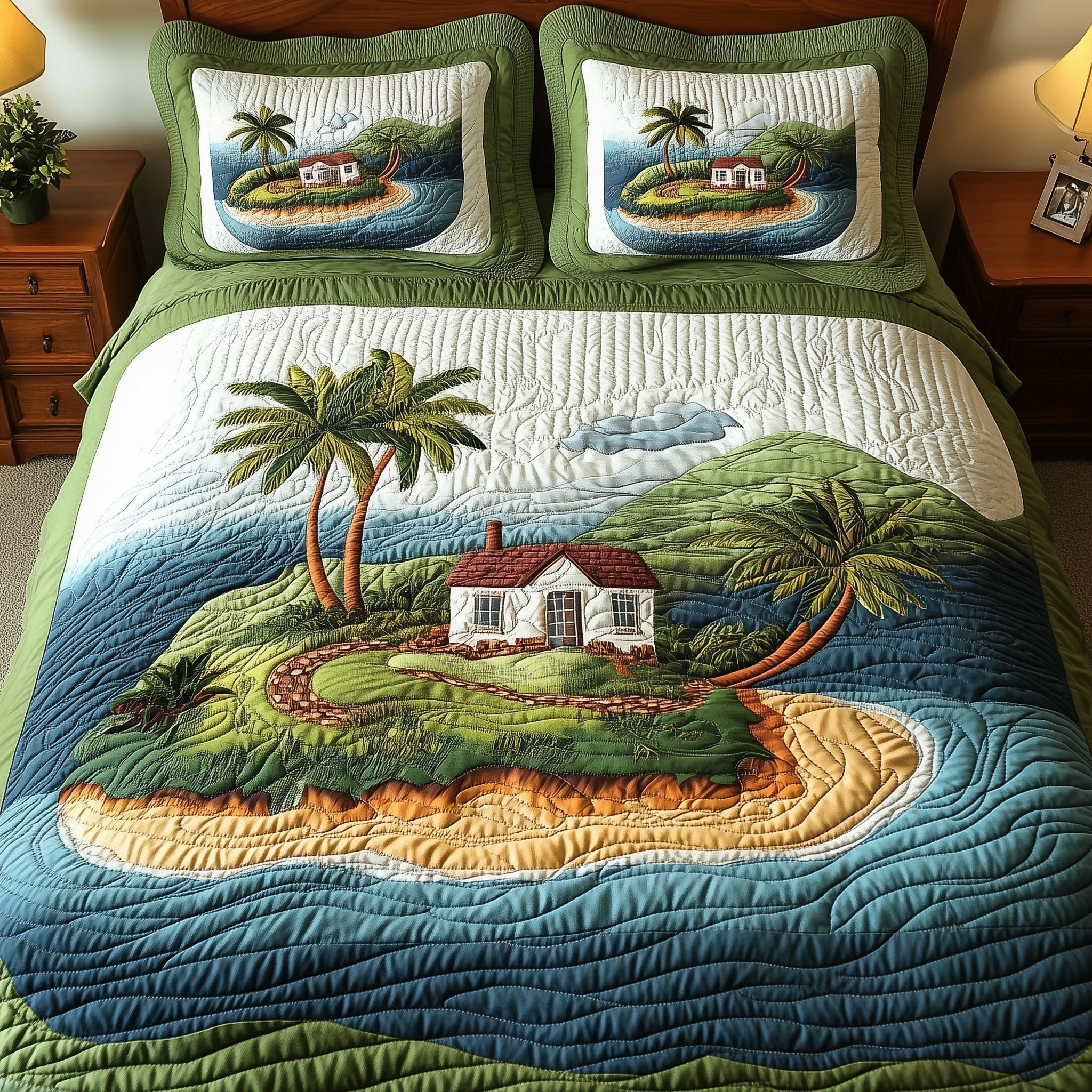 Island Serenity Quilted Bedding Set Island Serenity Accent Gift For Island Family - Tradiviet