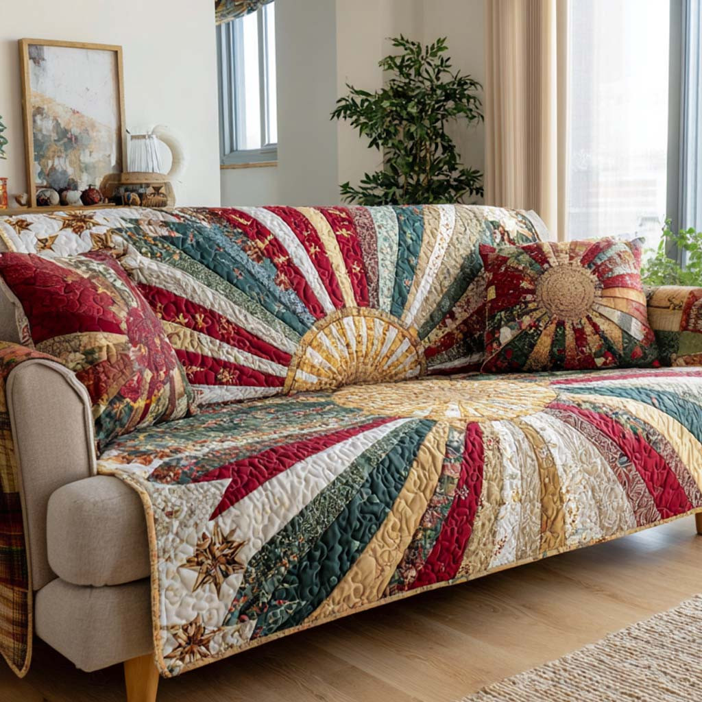 Ivory Radiance Quilted Sofa Cover Living Room Winter Decor Good Christmas Gifts - Tradiviet