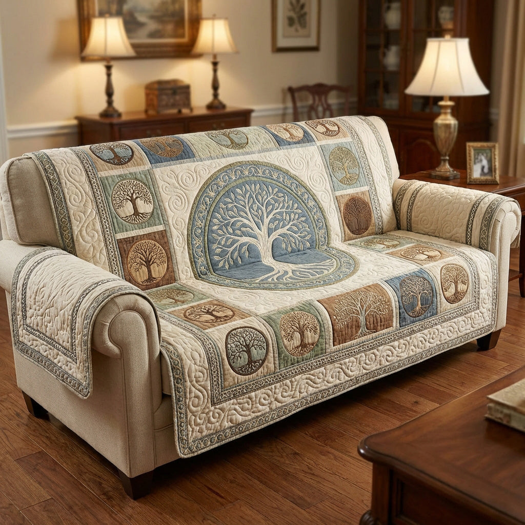 Ivory Tree Grace Quilted Sofa Cover Couch Covers Tree Of Life Gifts For Her - Tradiviet