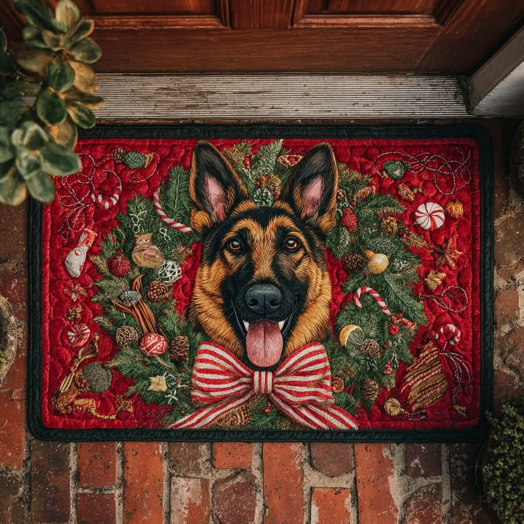Jolly German Shepherd Christmas Doormat Unique Design Xmas Presents For Dog Lovers - Tradiviet